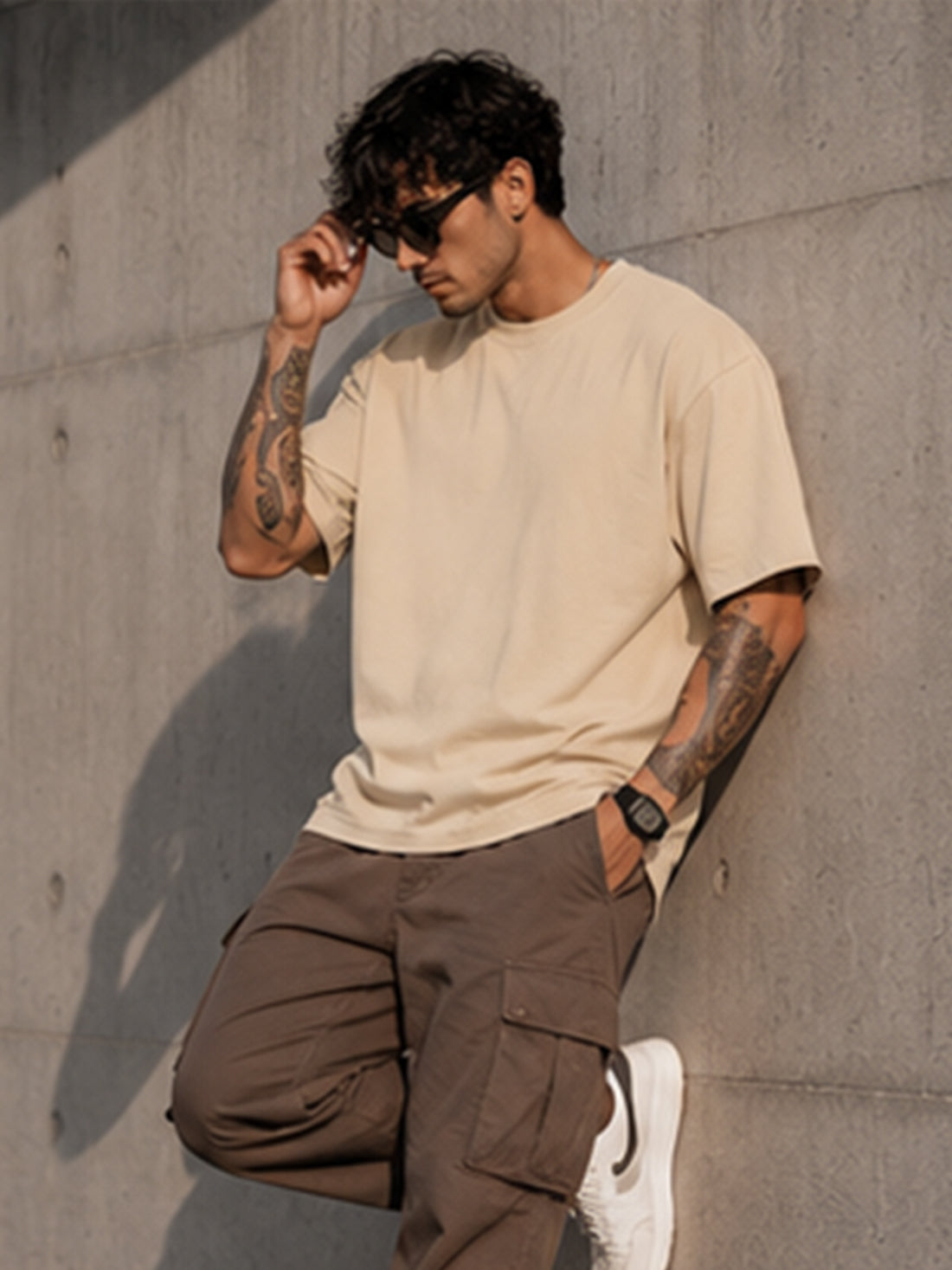 DPASSION California Palm Oversized Graphic T-Shirt for Men | 200 GSM Pure Cotton | Summer Streetwear Back Print Tee
