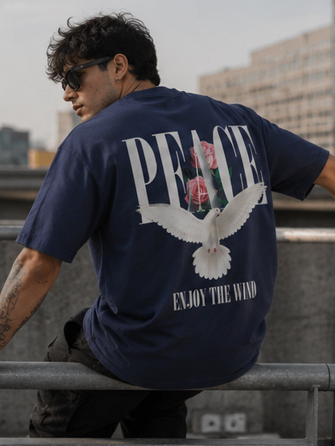 DPASSION California Palm Oversized Graphic T-Shirt for Men | 200 GSM Pure Cotton | Summer Streetwear Back Print Tee