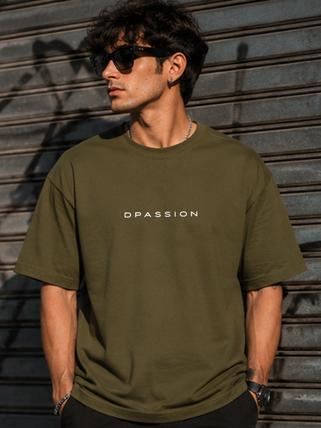 DPASSION California Palm Oversized Graphic T-Shirt for Men | 200 GSM Pure Cotton | Summer Streetwear Back Print Tee