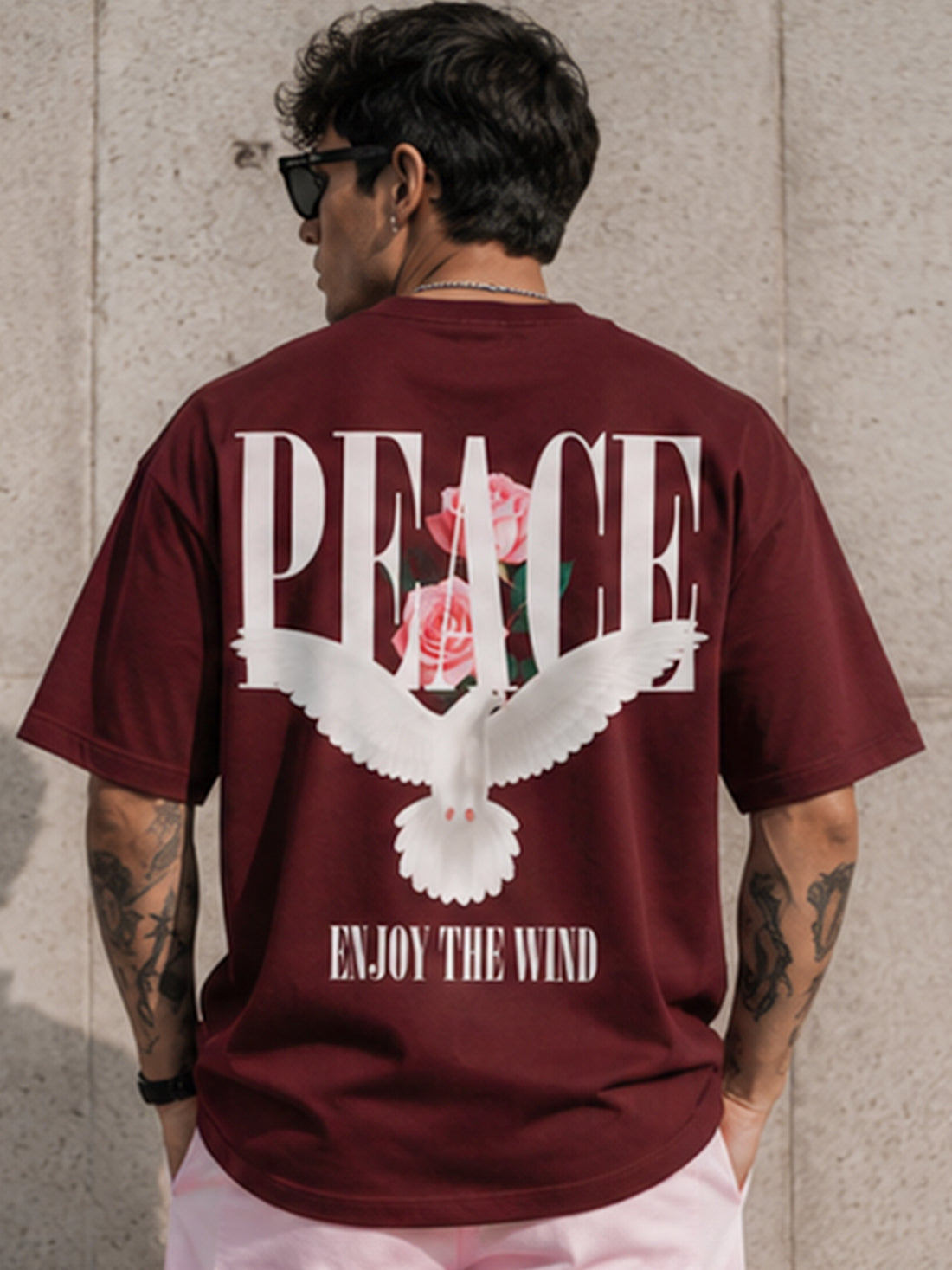 DPASSION California Palm Oversized Graphic T-Shirt for Men | 200 GSM Pure Cotton | Summer Streetwear Back Print Tee