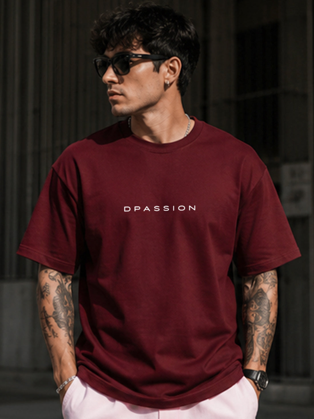 DPASSION California Palm Oversized Graphic T-Shirt for Men | 200 GSM Pure Cotton | Summer Streetwear Back Print Tee