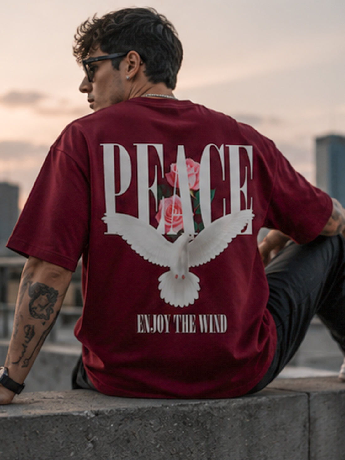 DPASSION California Palm Oversized Graphic T-Shirt for Men | 200 GSM Pure Cotton | Summer Streetwear Back Print Tee