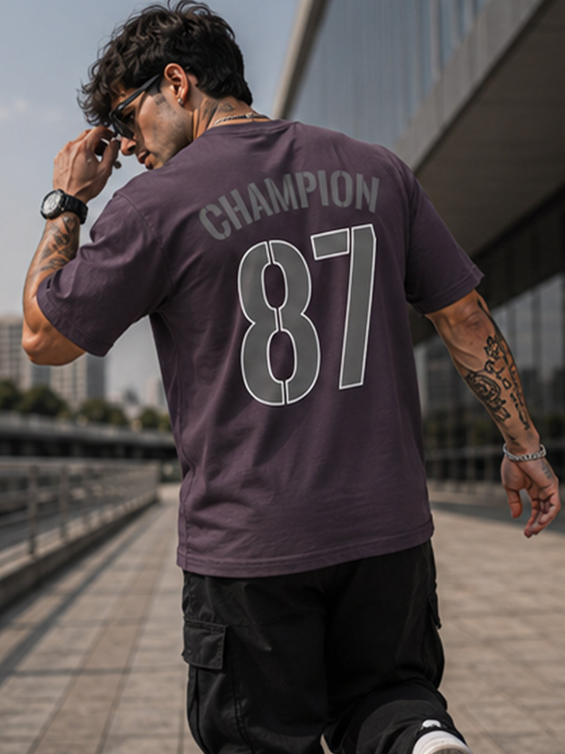 DPASSION California Palm Oversized Graphic T-Shirt for Men | 200 GSM Pure Cotton | Summer Streetwear Back Print Tee