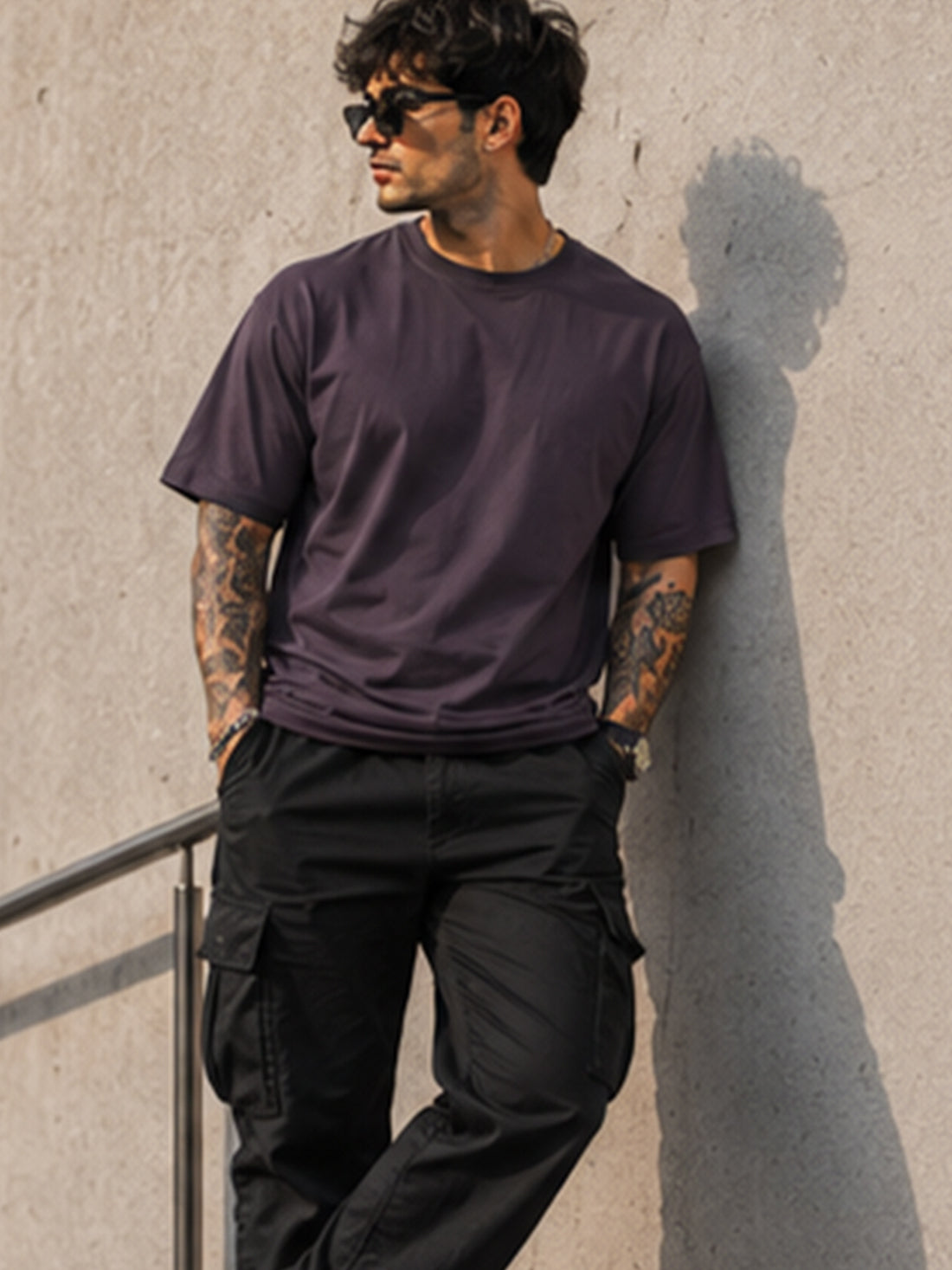 DPASSION California Palm Oversized Graphic T-Shirt for Men | 200 GSM Pure Cotton | Summer Streetwear Back Print Tee