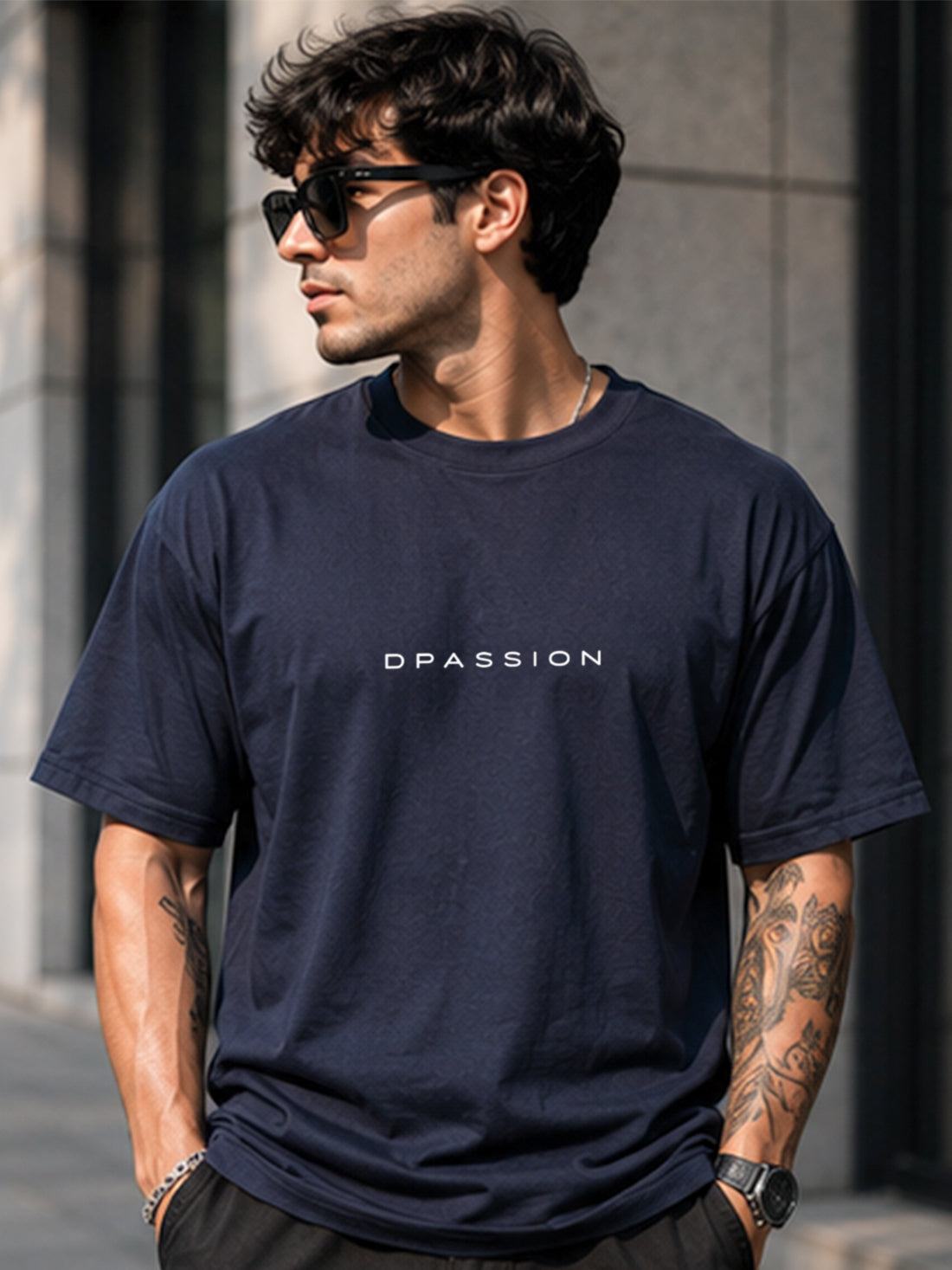 DPASSION California Palm Oversized Graphic T-Shirt for Men | 200 GSM Pure Cotton | Summer Streetwear Back Print Tee