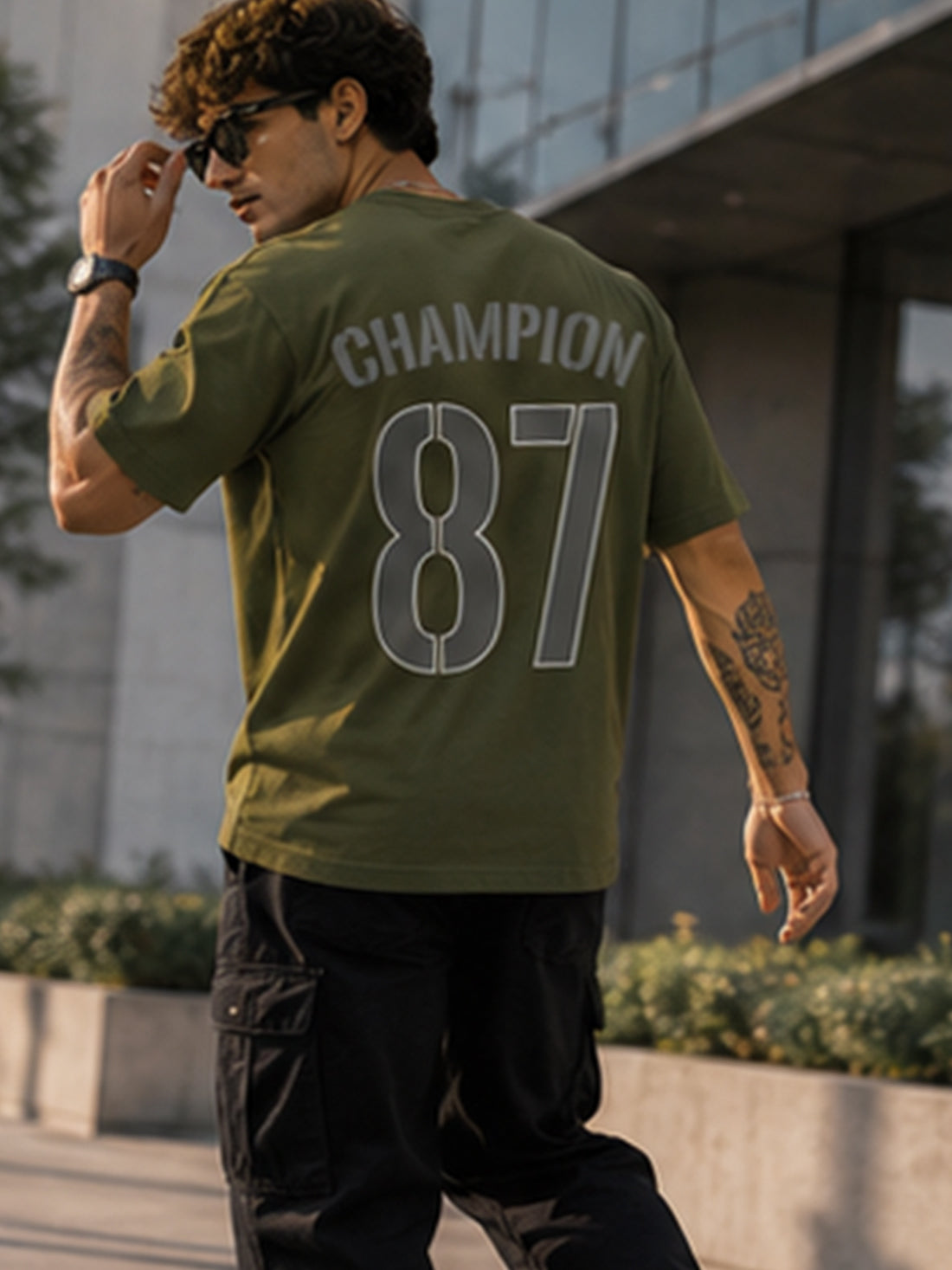 DPASSION California Palm Oversized Graphic T-Shirt for Men | 200 GSM Pure Cotton | Summer Streetwear Back Print Tee