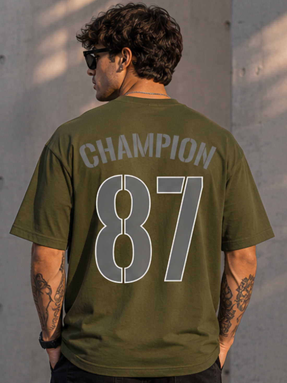 DPASSION California Palm Oversized Graphic T-Shirt for Men | 200 GSM Pure Cotton | Summer Streetwear Back Print Tee
