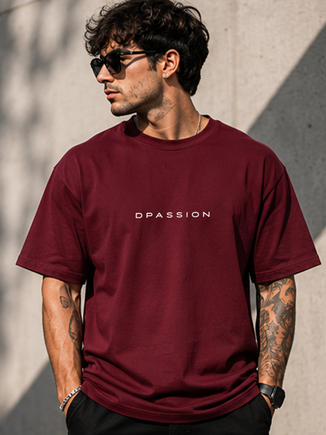 DPASSION California Palm Oversized Graphic T-Shirt for Men | 200 GSM Pure Cotton | Summer Streetwear Back Print Tee
