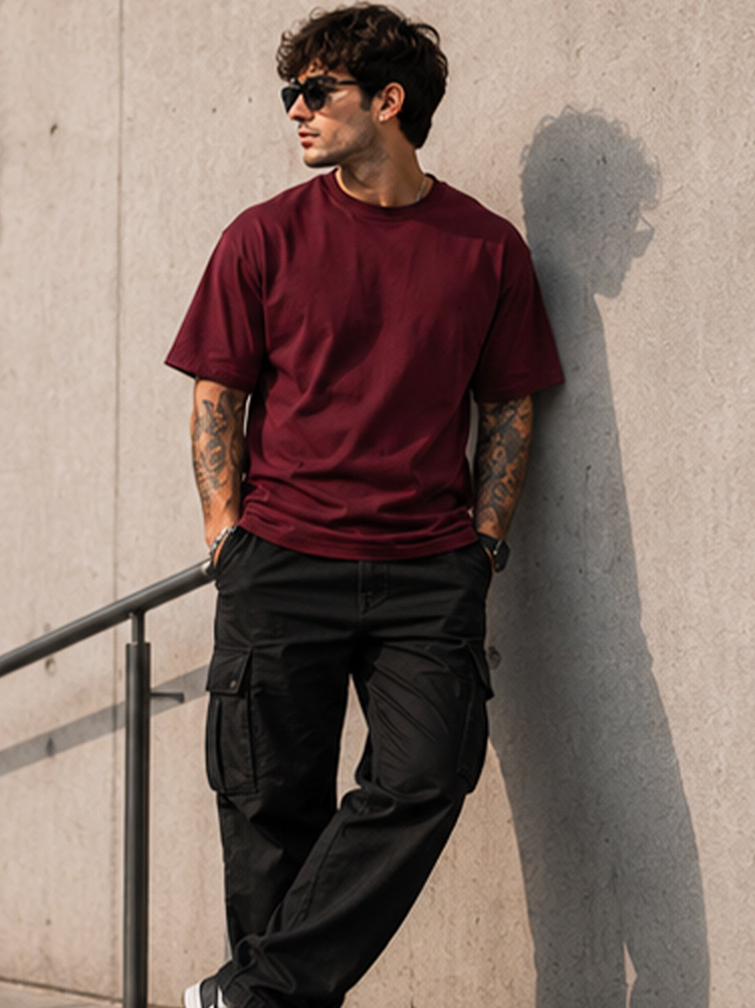 DPASSION California Palm Oversized Graphic T-Shirt for Men | 200 GSM Pure Cotton | Summer Streetwear Back Print Tee