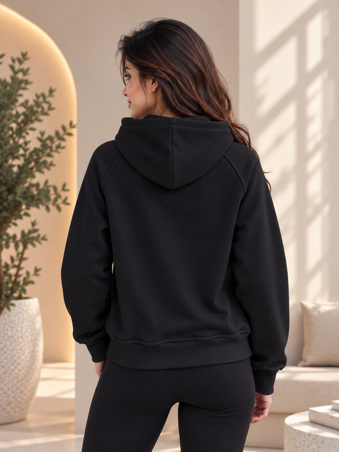 Women’s 320 GSM Cotton Fleece Half-Zip Hooded Sweatshirt – Manufacturer, Wholesaler & Exporter