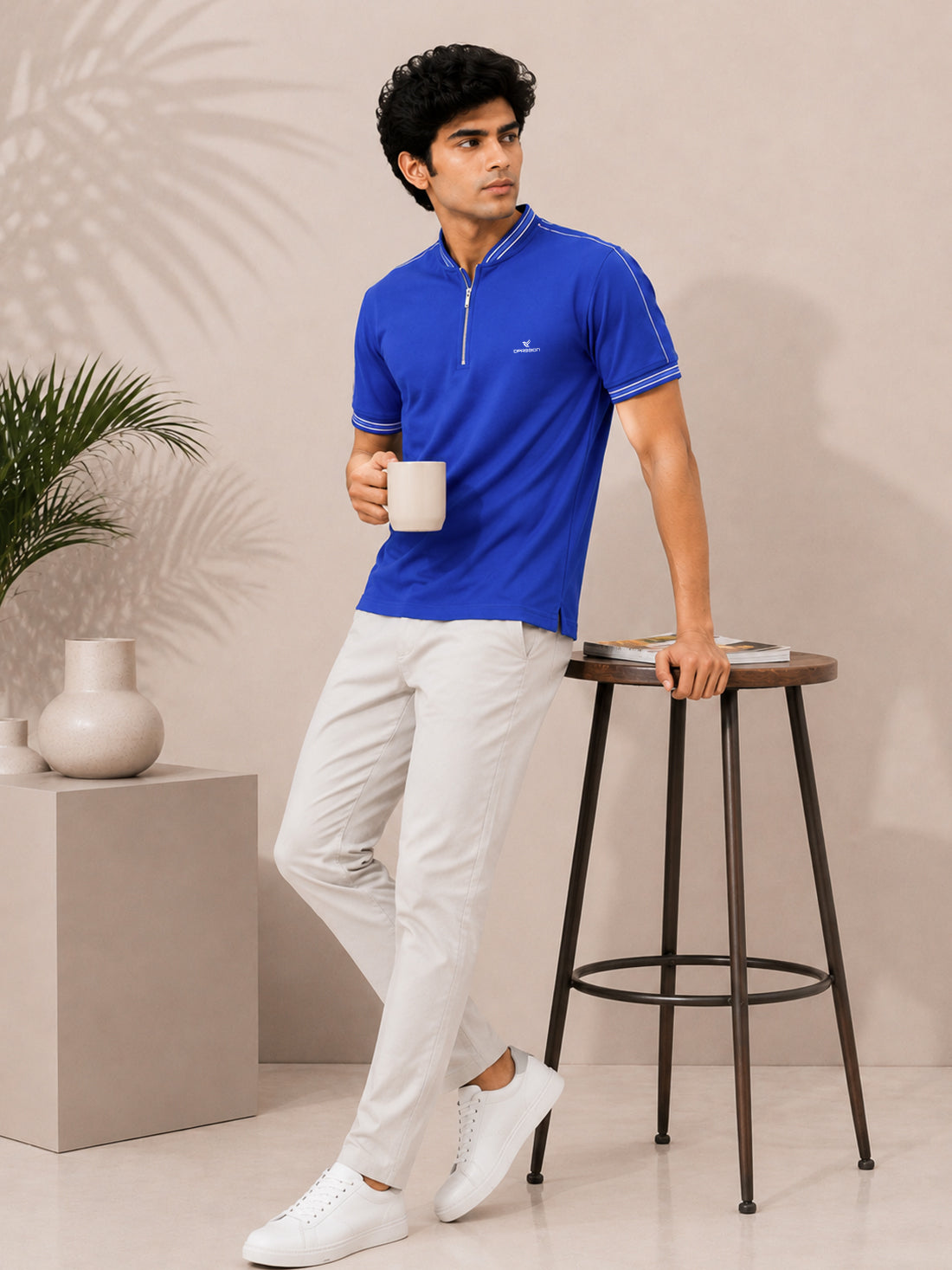 Men’s Premium Half-Zip Polo T-Shirt | Contrast Tape & Rib Collar | Wholesale Manufacturer & Supplier