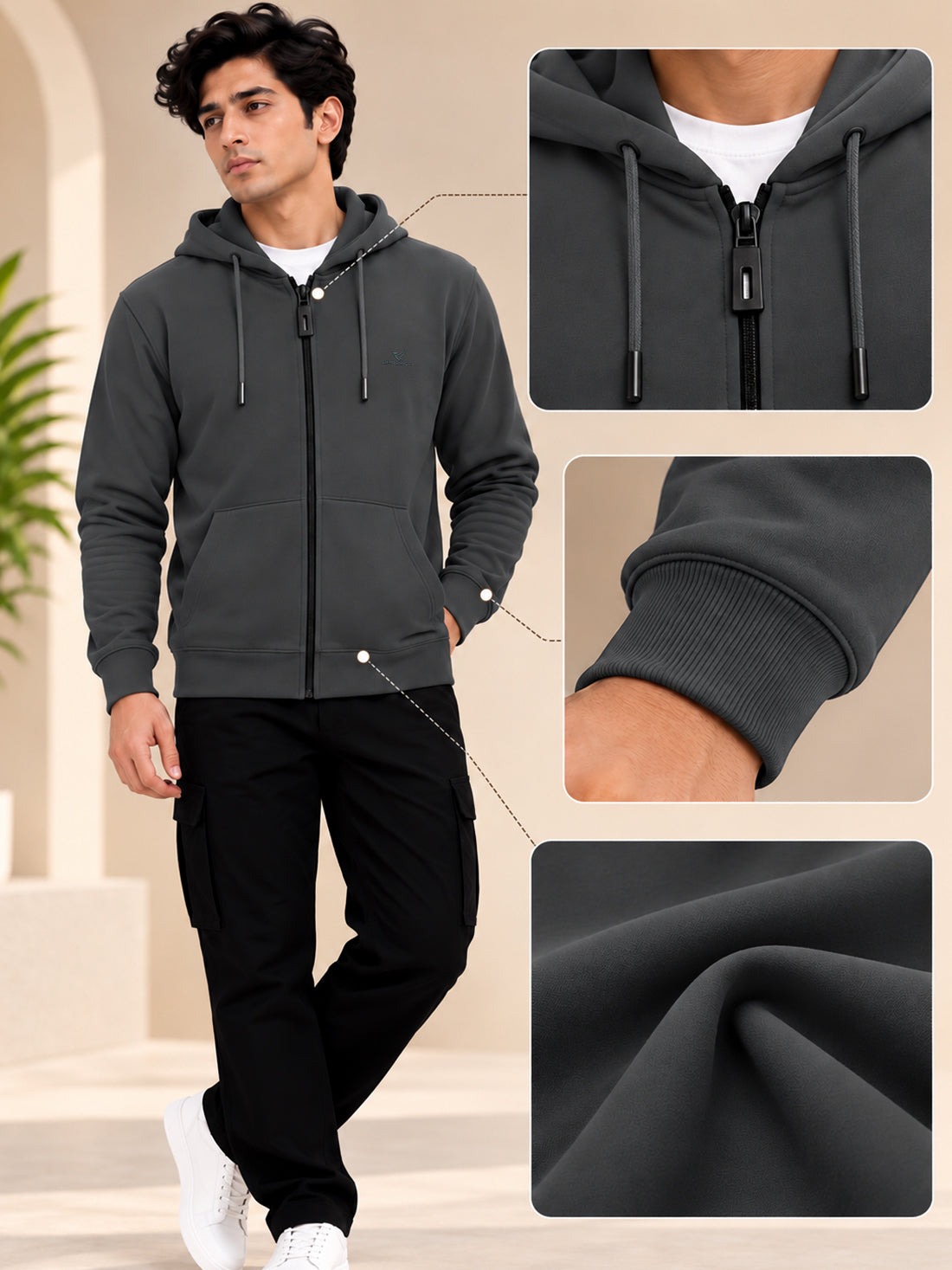 Dpassion Men’s Premium 340 GSM Hooded Sports Jacket – Wholesale Manufacturer & Exporter