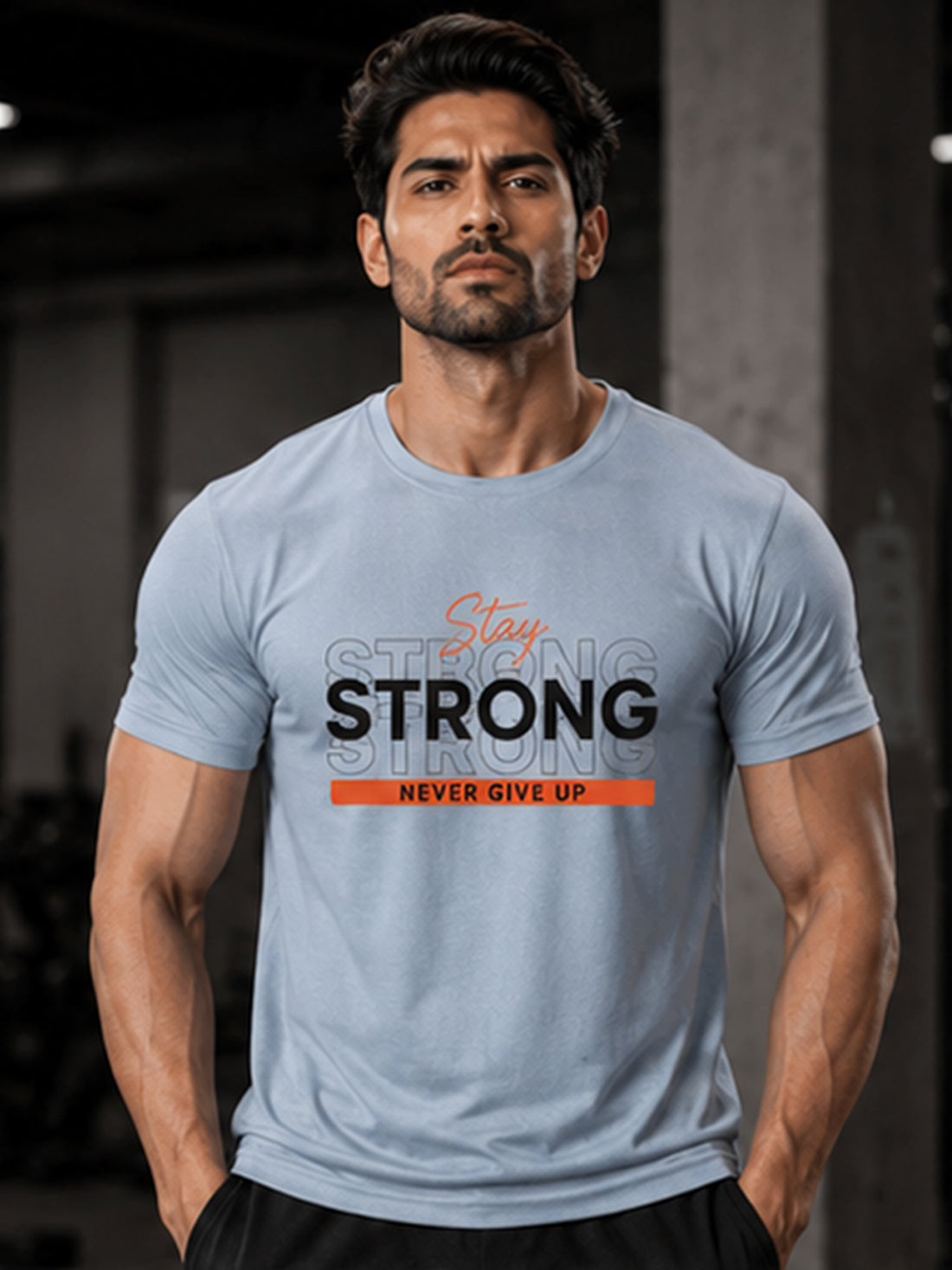 DPASSION Stay Strong Men's Black Graphic T-Shirt | Gym Wear | Regular Fit