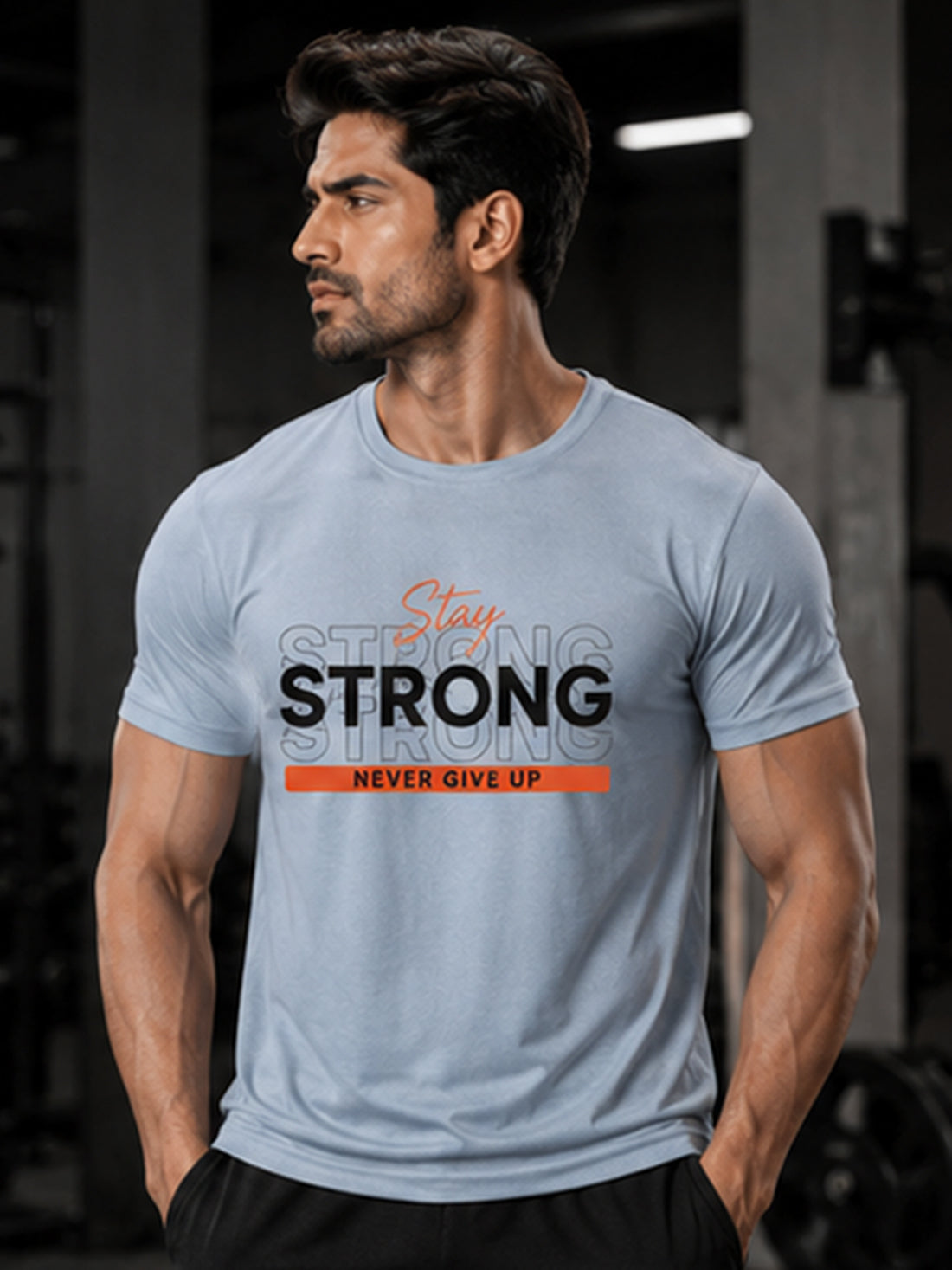 DPASSION Stay Strong Men's Black Graphic T-Shirt | Gym Wear | Regular Fit