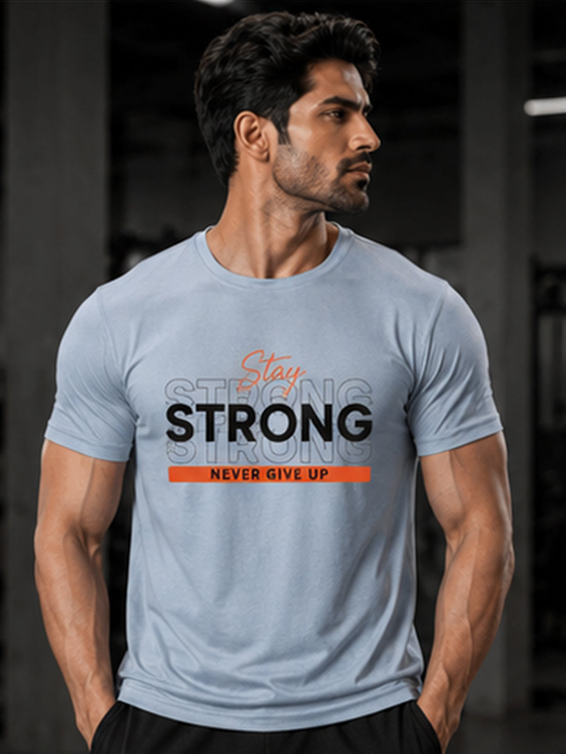 DPASSION Stay Strong Men's Black Graphic T-Shirt | Gym Wear | Regular Fit