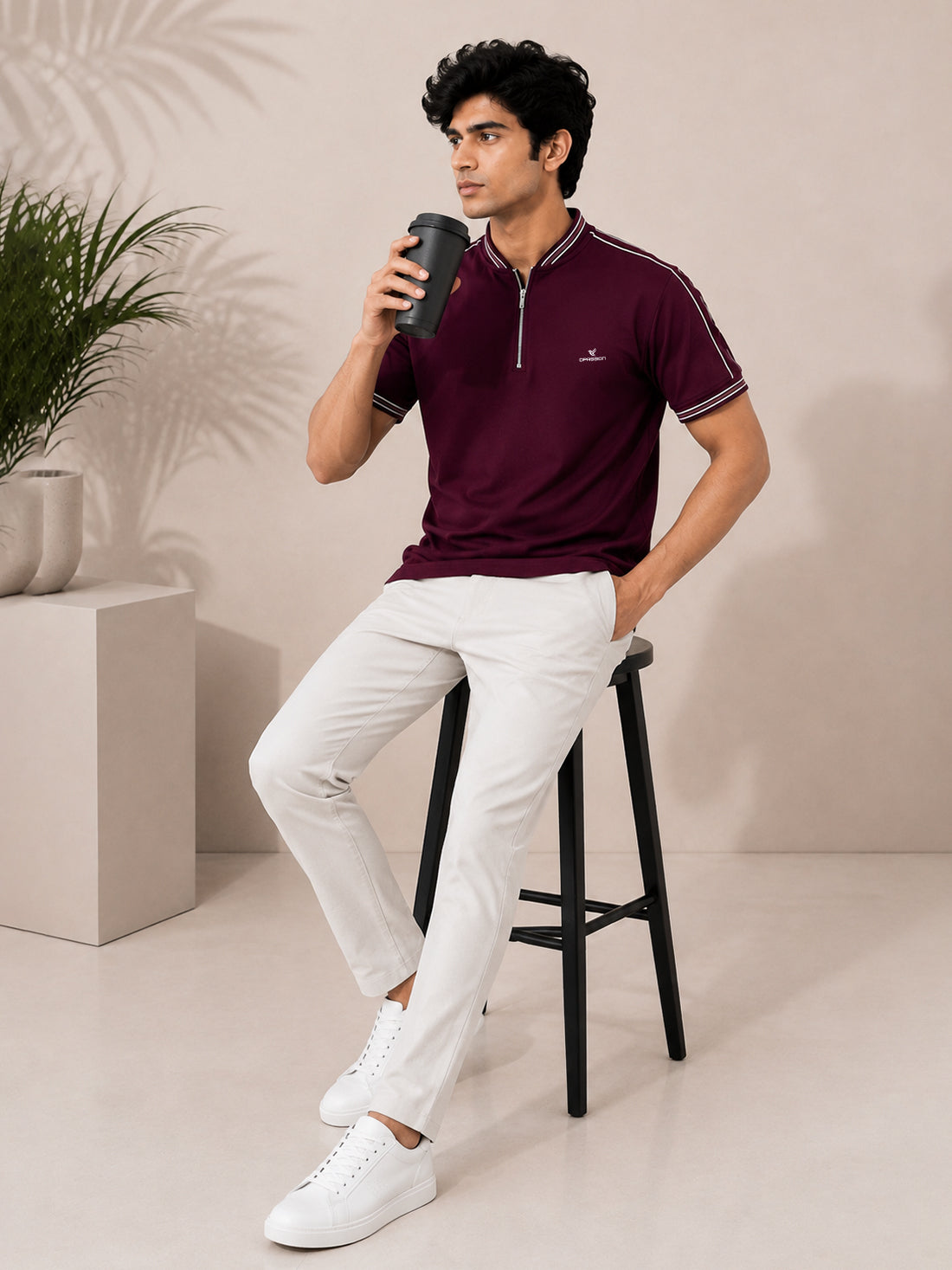 Men’s Premium Half-Zip Polo T-Shirt | Contrast Tape & Rib Collar | Wholesale Manufacturer & Supplier