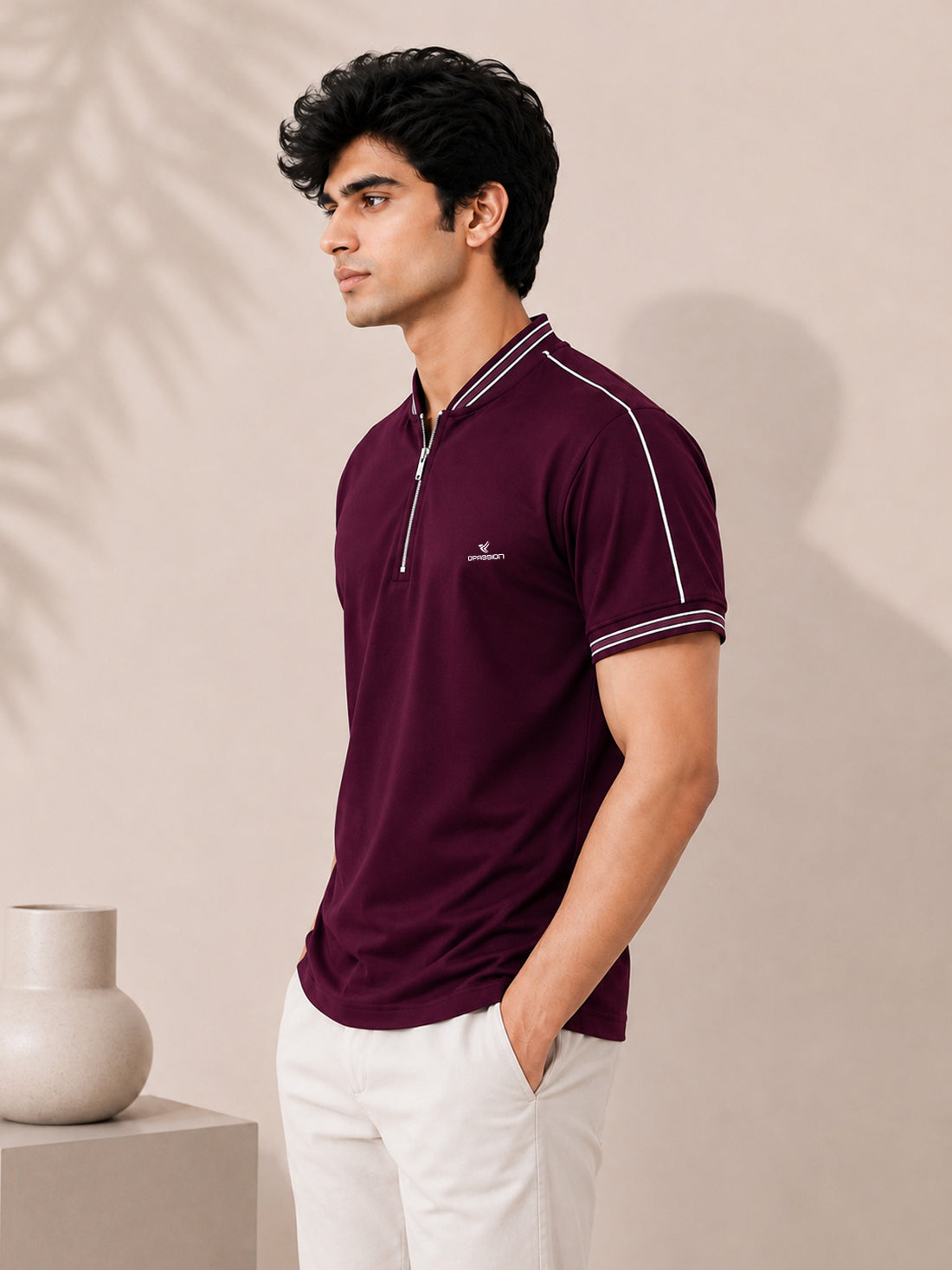 Men’s Premium Half-Zip Polo T-Shirt | Contrast Tape & Rib Collar | Wholesale Manufacturer & Supplier