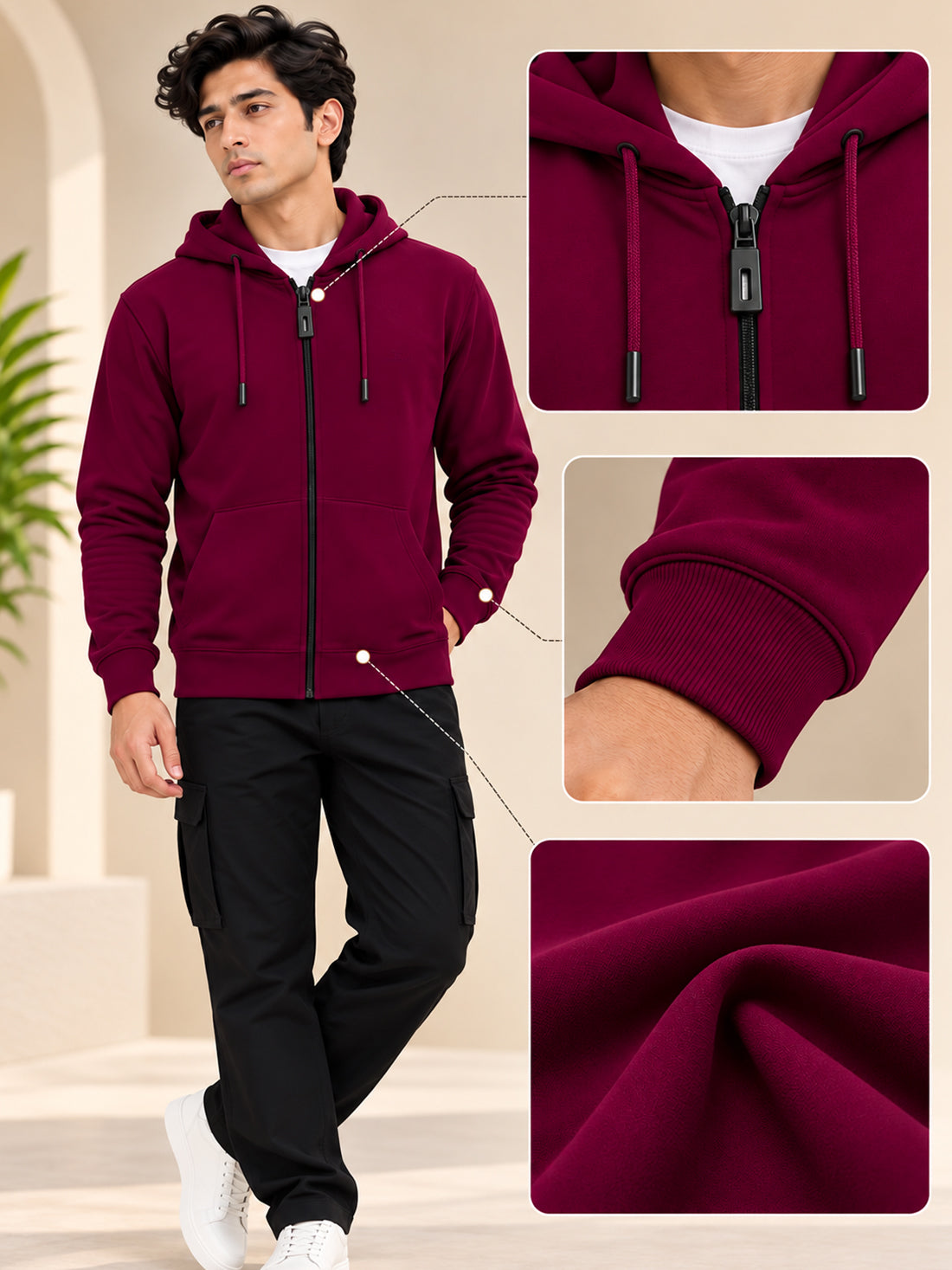 Dpassion Men’s Premium 340 GSM Hooded Sports Jacket – Wholesale Manufacturer & Exporter