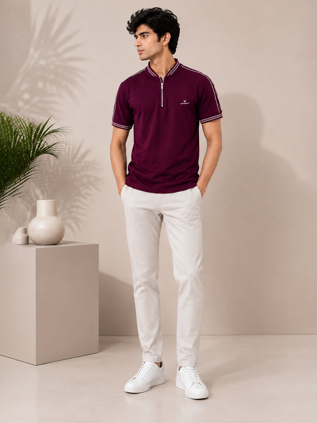 Men’s Premium Half-Zip Polo T-Shirt | Contrast Tape & Rib Collar | Wholesale Manufacturer & Supplier
