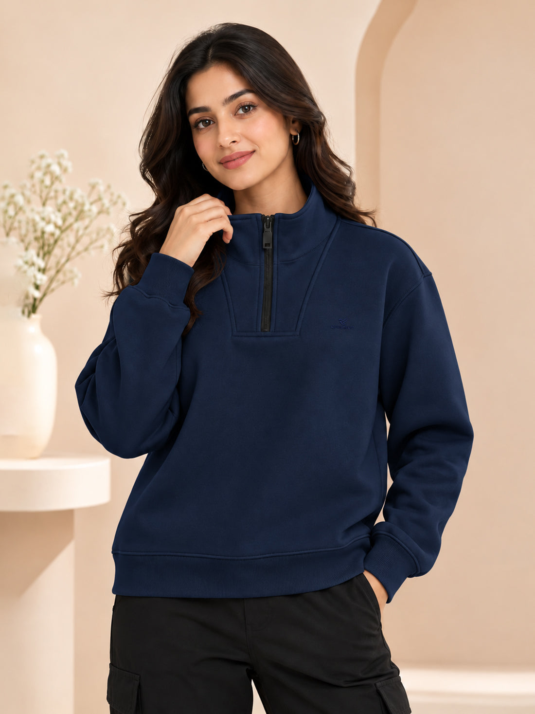 Women’s 320 GSM Cotton Fleece Half-Zip Sweatshirt – Manufacturer, Wholesaler & Exporter