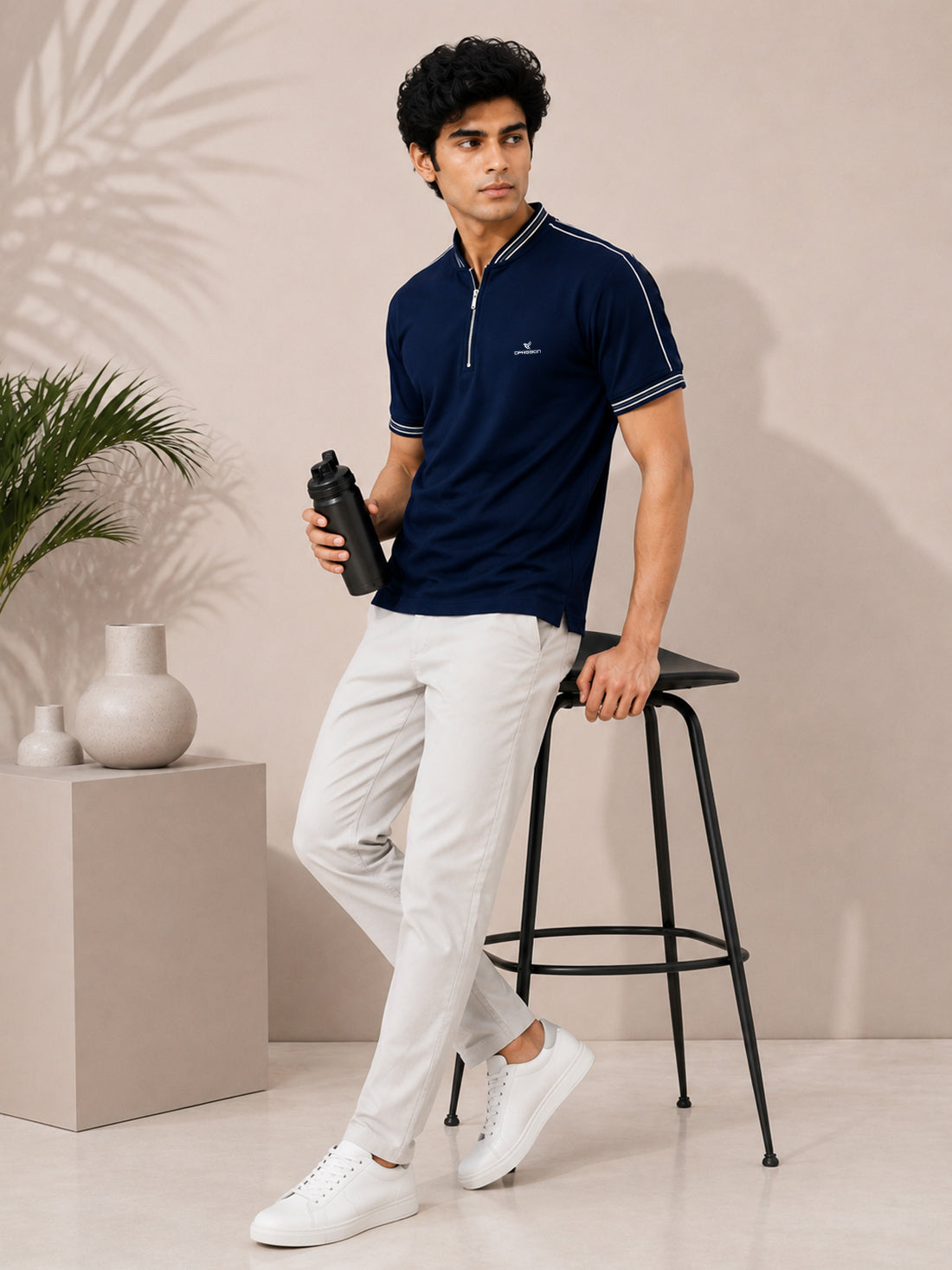 Men’s Premium Half-Zip Polo T-Shirt | Contrast Tape & Rib Collar | Wholesale Manufacturer & Supplier