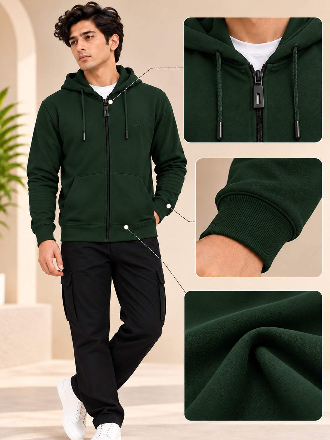 Dpassion Men’s Premium 340 GSM Hooded Sports Jacket – Wholesale Manufacturer & Exporter