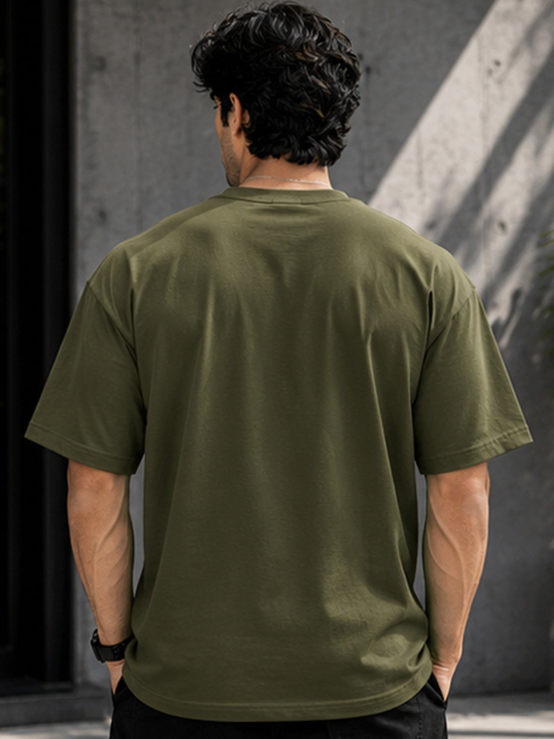 Men's Oversized Drop Shoulder T-Shirt | 100% Cotton Relaxed Fit Round Neck Streetwear Tee