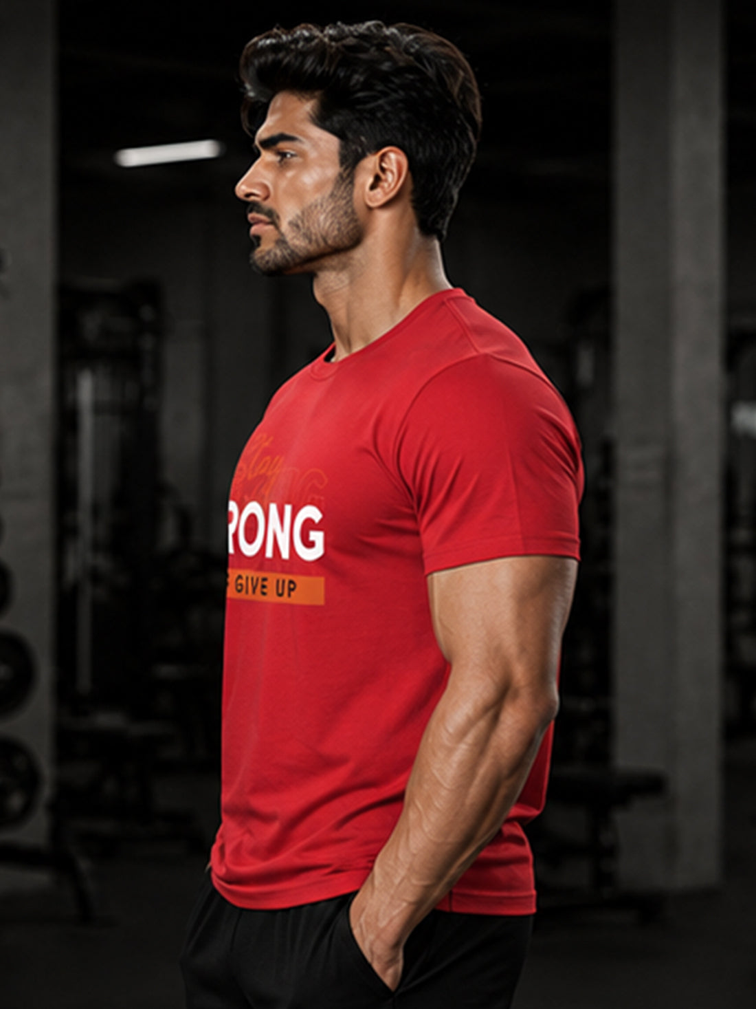 DPASSION Stay Strong Men's Black Graphic T-Shirt | Gym Wear | Regular Fit