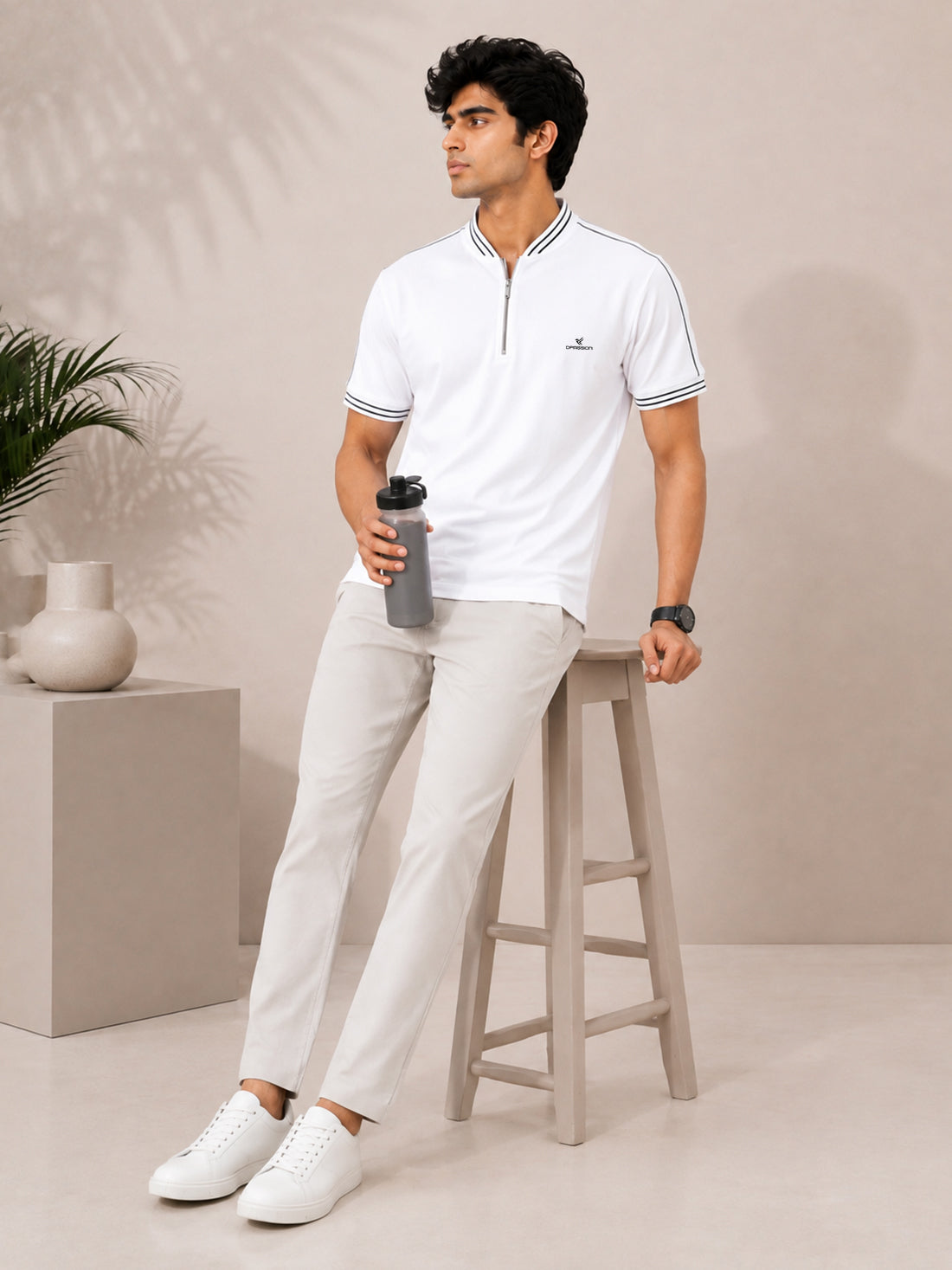 Men’s Premium Half-Zip Polo T-Shirt | Contrast Tape & Rib Collar | Wholesale Manufacturer & Supplier