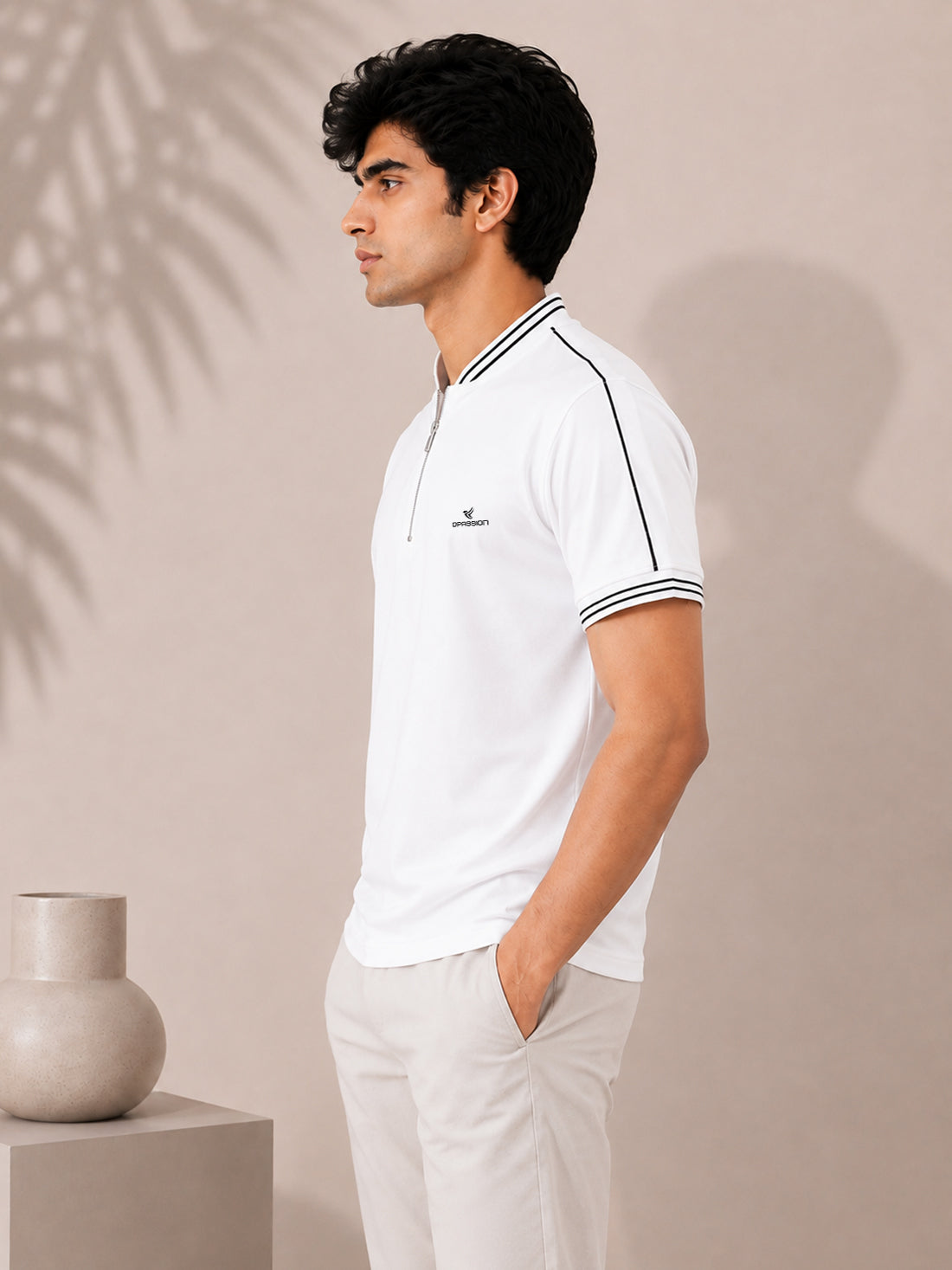 Men’s Premium Half-Zip Polo T-Shirt | Contrast Tape & Rib Collar | Wholesale Manufacturer & Supplier