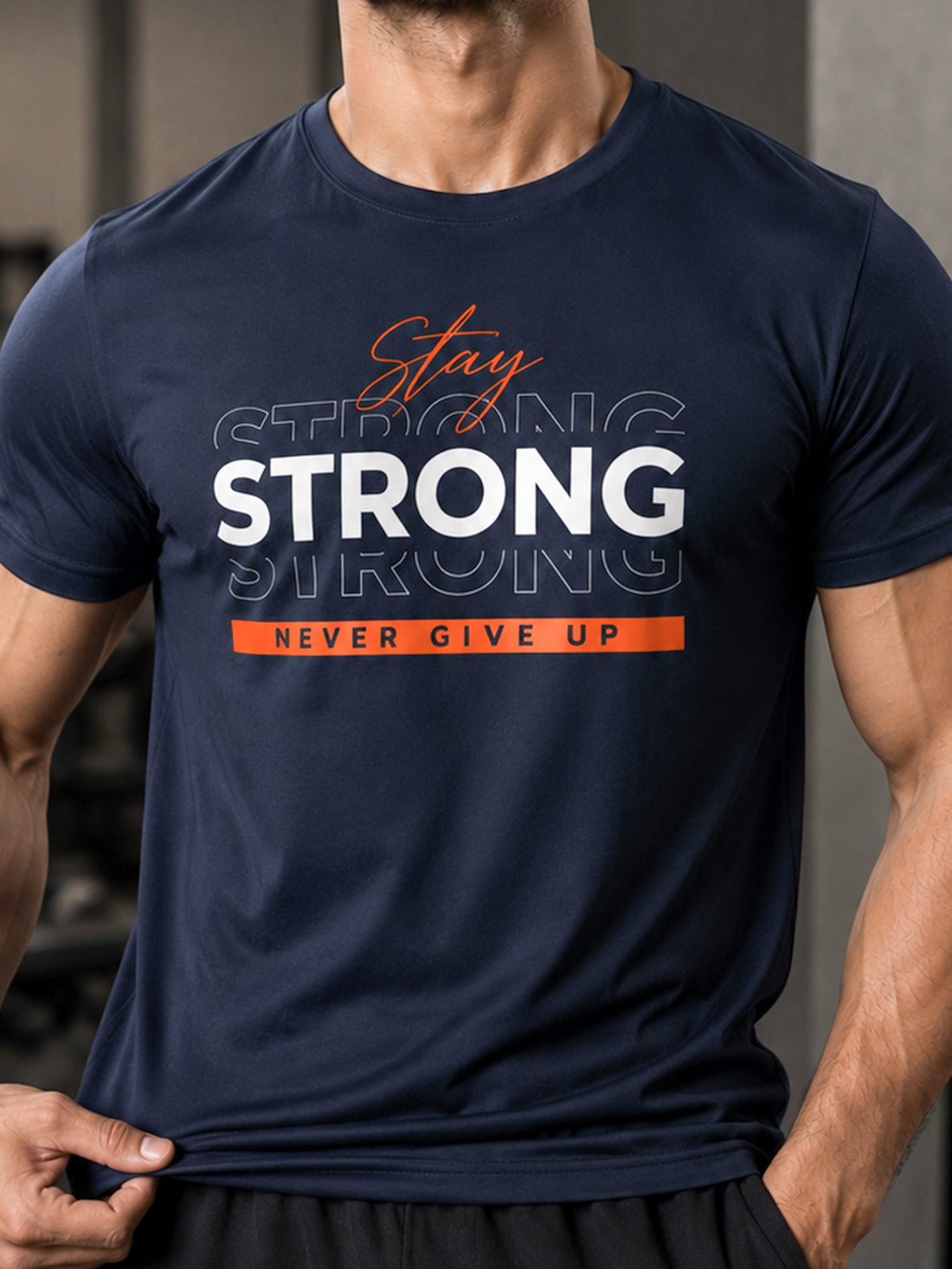 DPASSION Stay Strong Men's Black Graphic T-Shirt | Gym Wear | Regular Fit