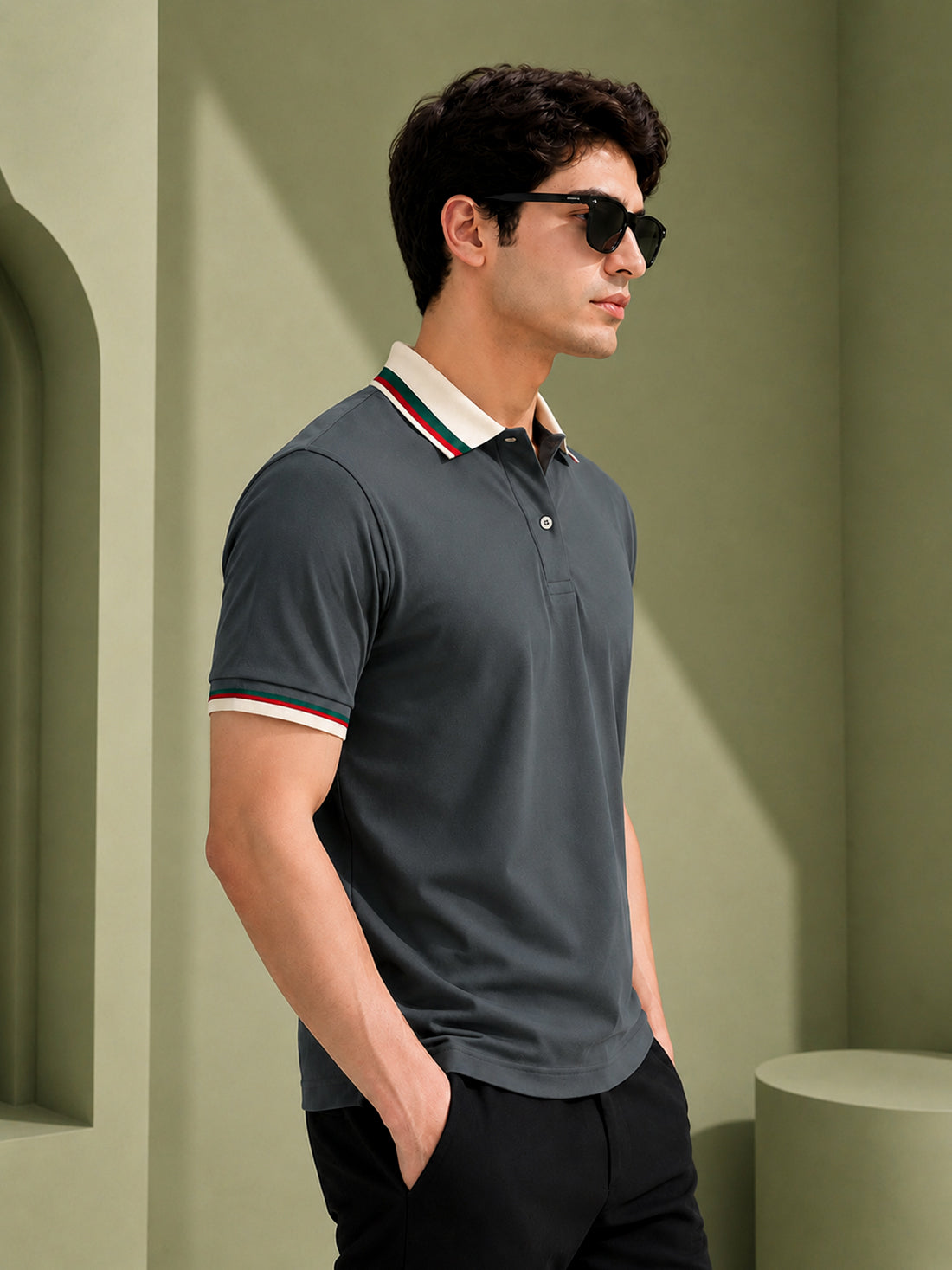 Men’s Premium Half-Zip Polo T-Shirt | Contrast Tape & Rib Collar | Wholesale Manufacturer & Supplier