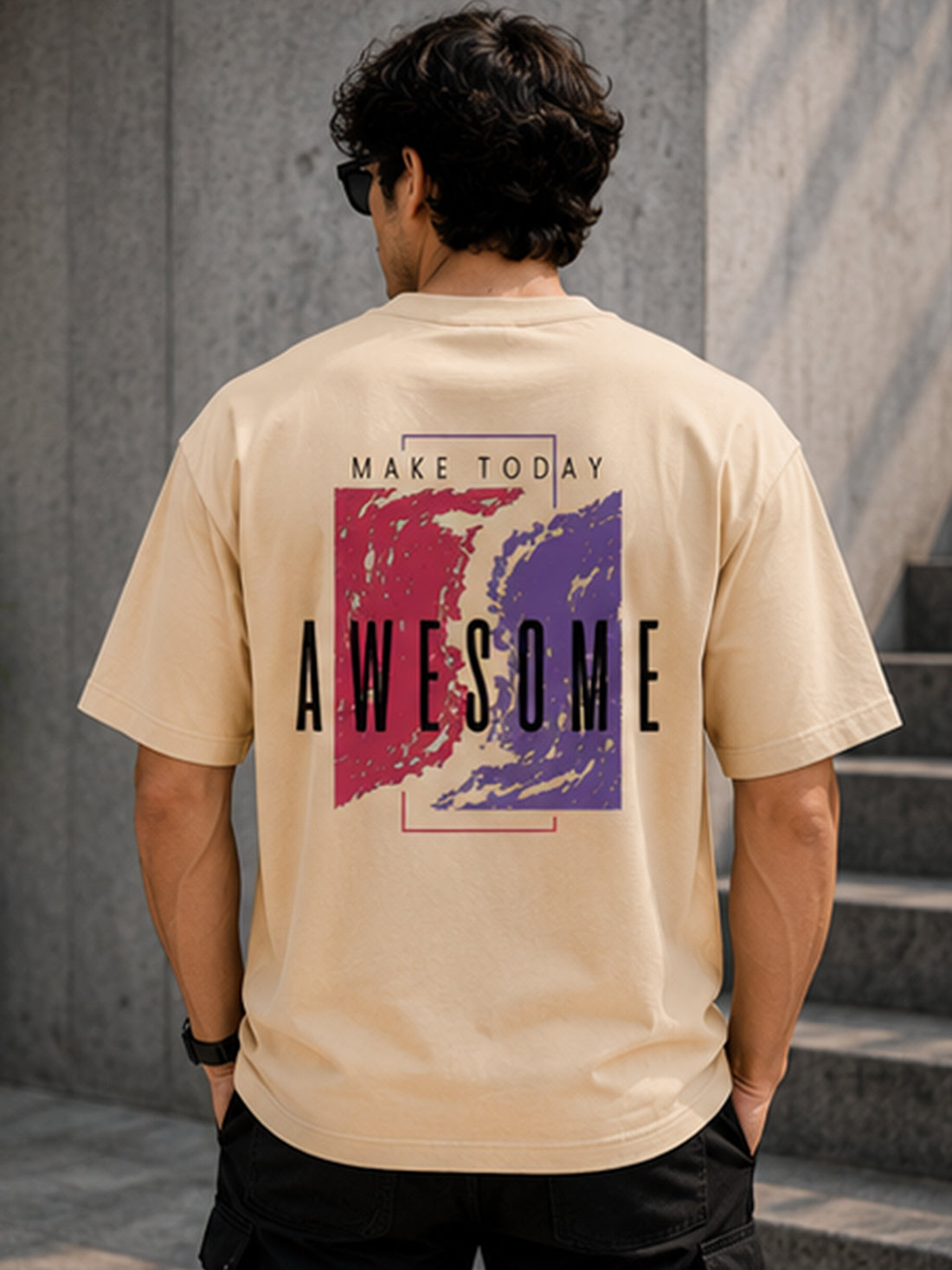 Men's Oversized Drop Shoulder T-Shirt | 100% Cotton Relaxed Fit Round Neck Streetwear Tee