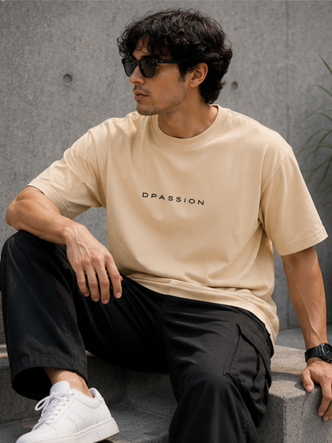 Men's Oversized Drop Shoulder T-Shirt | 100% Cotton Relaxed Fit Round Neck Streetwear Tee