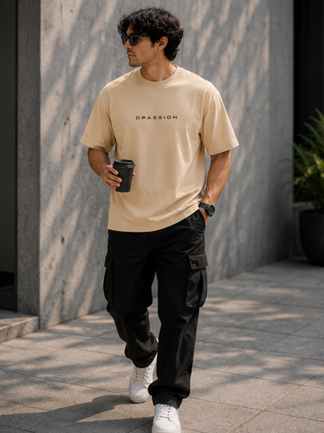 Men's Oversized Drop Shoulder T-Shirt | 100% Cotton Relaxed Fit Round Neck Streetwear Tee