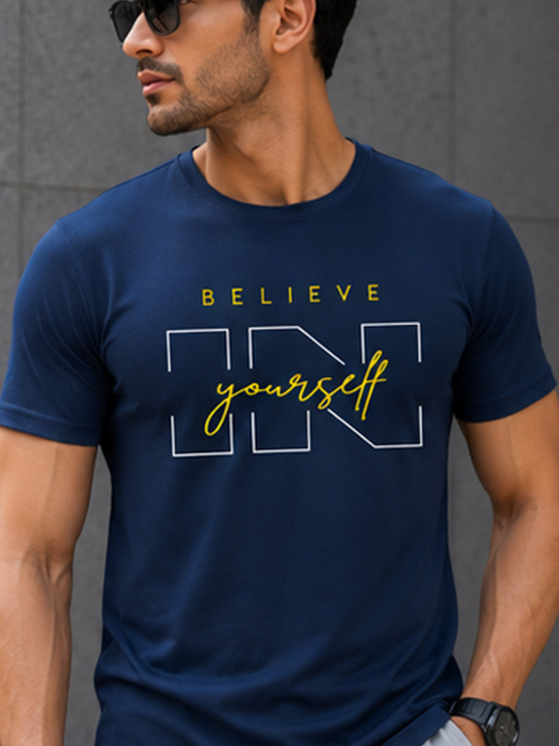 Believe Yourself Men's Black Performance T-Shirt | Quick Dry Sportswear | DPASSION