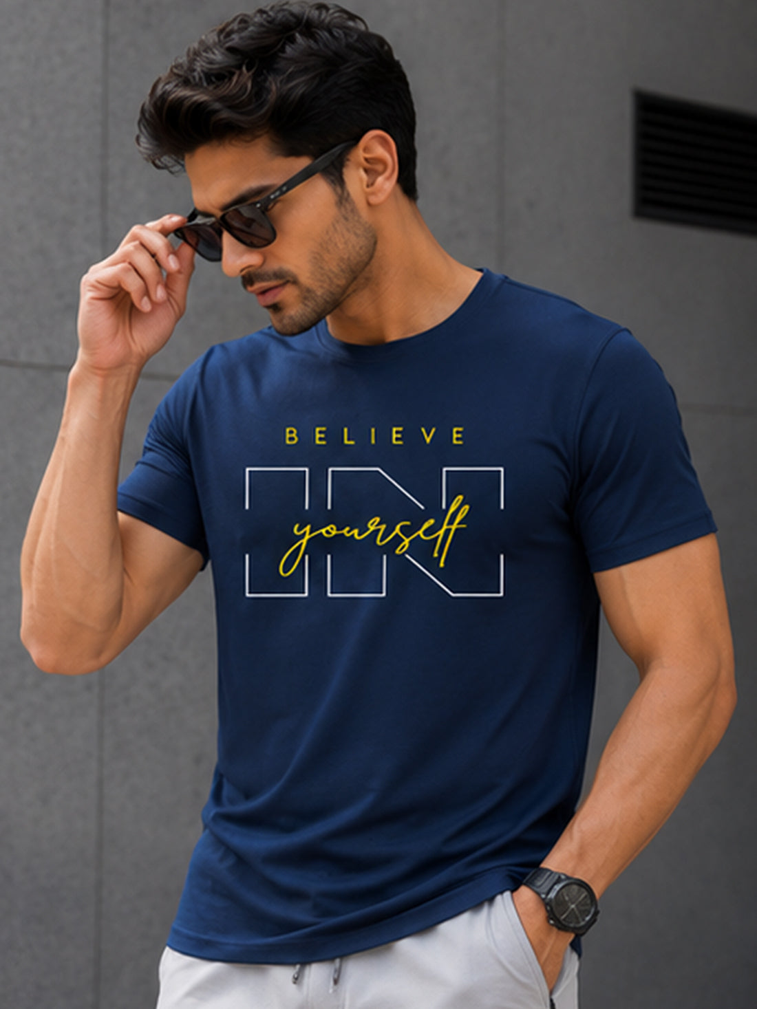 Believe Yourself Men's Black Performance T-Shirt | Quick Dry Sportswear | DPASSION