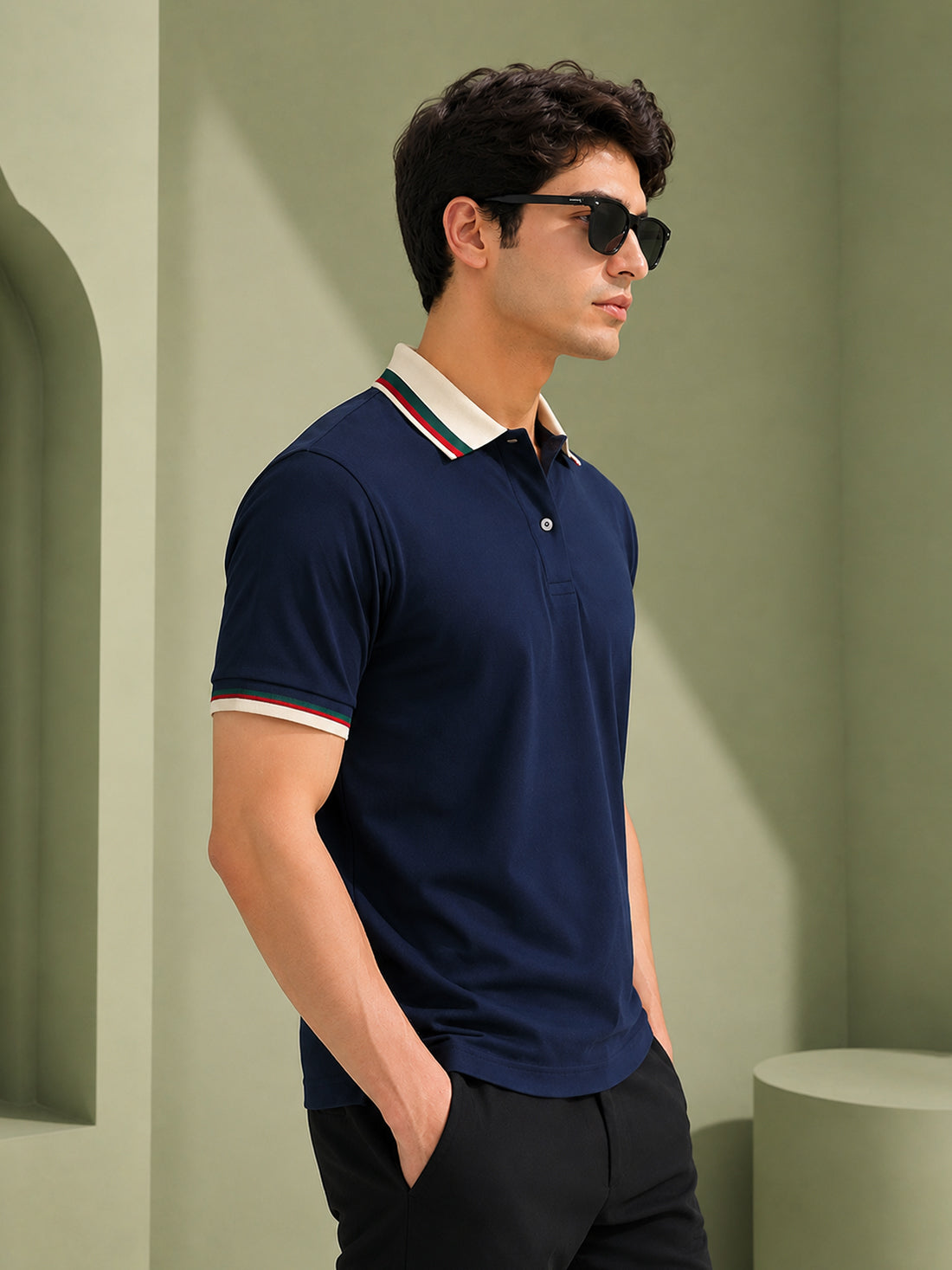 Men’s Premium Half-Zip Polo T-Shirt | Contrast Tape & Rib Collar | Wholesale Manufacturer & Supplier