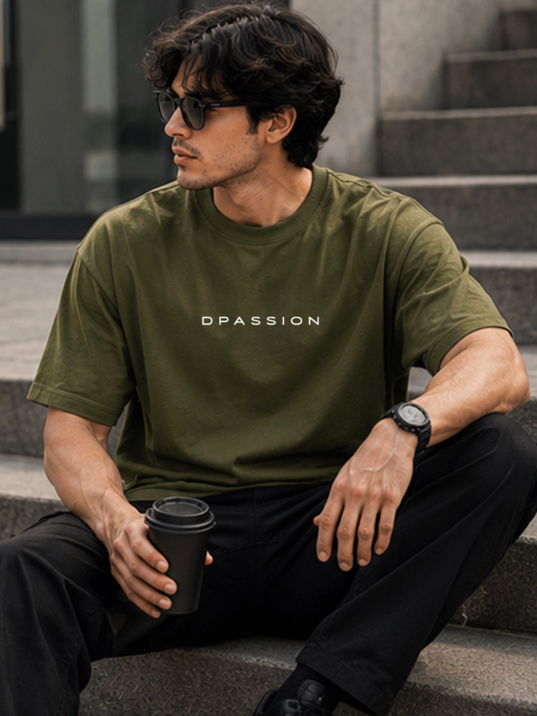 Men's Oversized Drop Shoulder T-Shirt | 100% Cotton Relaxed Fit Round Neck Streetwear Tee