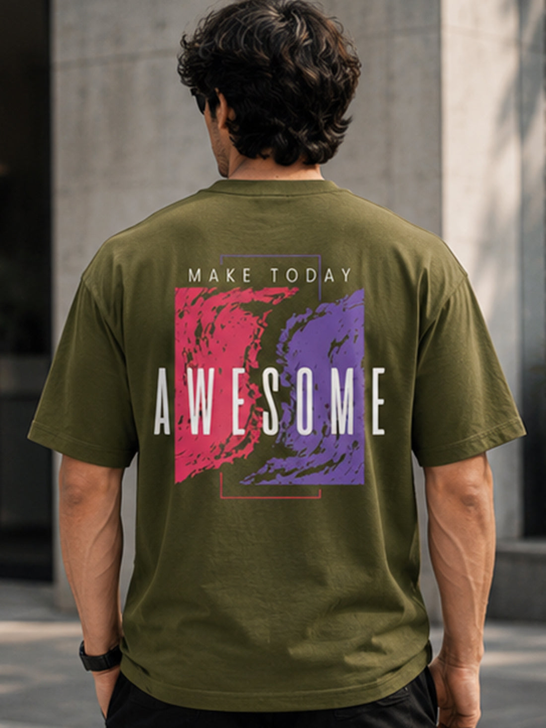 Men's Oversized Drop Shoulder T-Shirt | 100% Cotton Relaxed Fit Round Neck Streetwear Tee