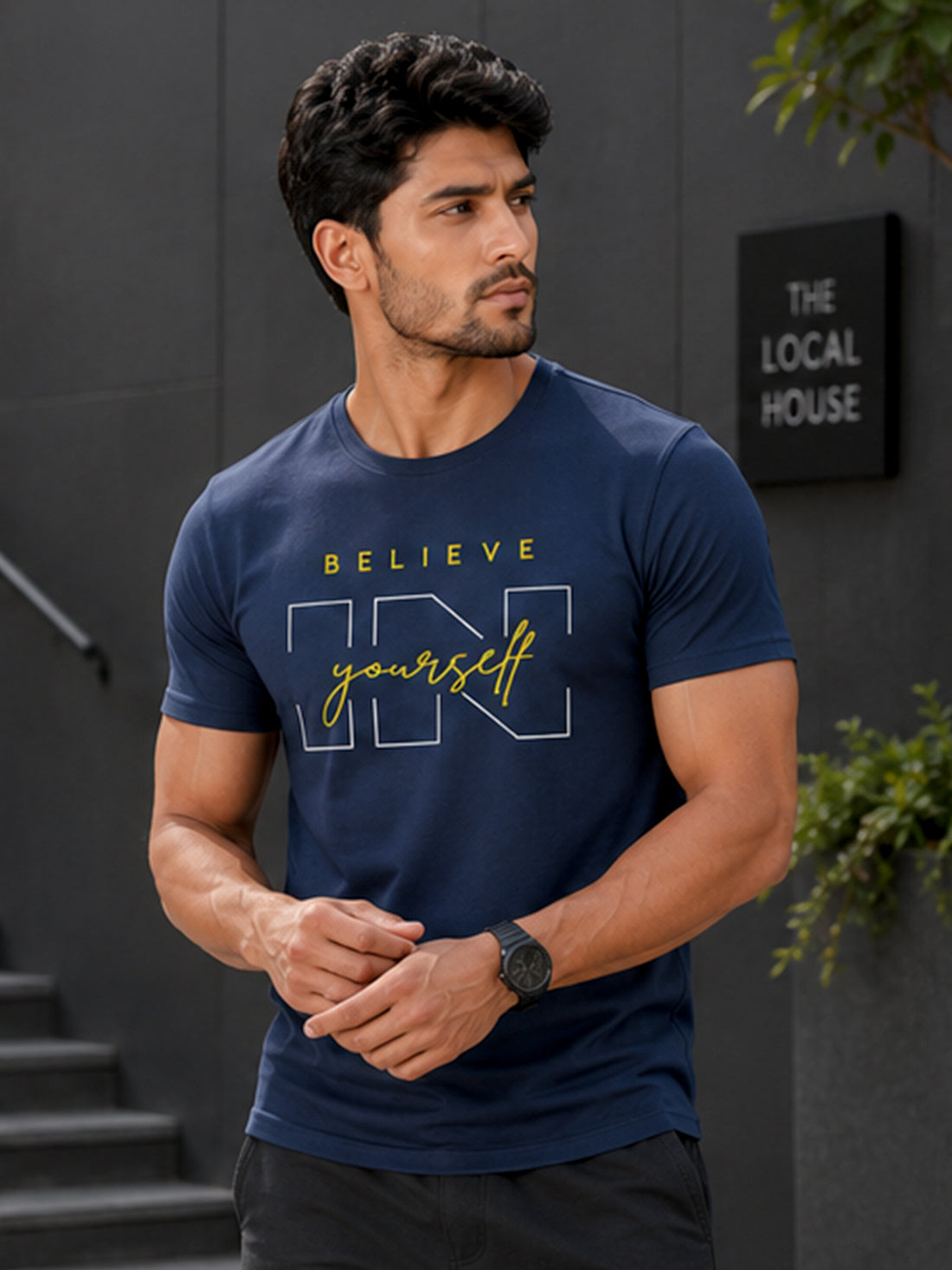 Believe Yourself Men's Black Performance T-Shirt | Quick Dry Sportswear | DPASSION