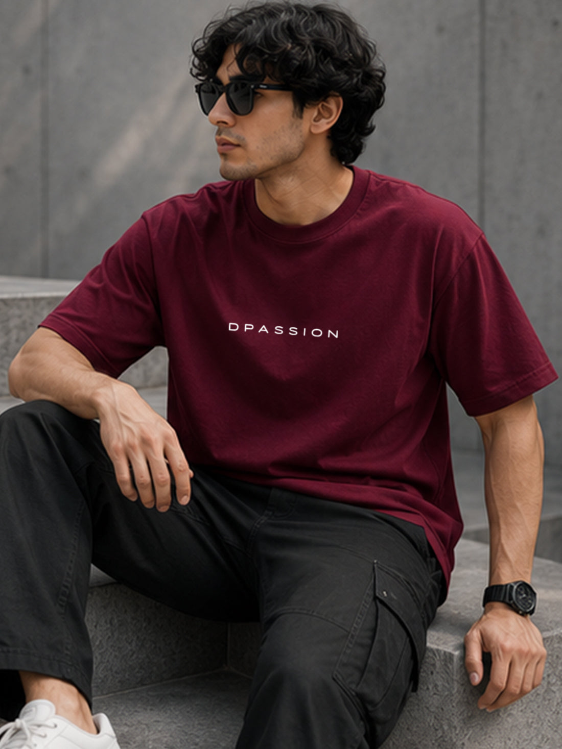 Men's Oversized Drop Shoulder T-Shirt | 100% Cotton Relaxed Fit Round Neck Streetwear Tee