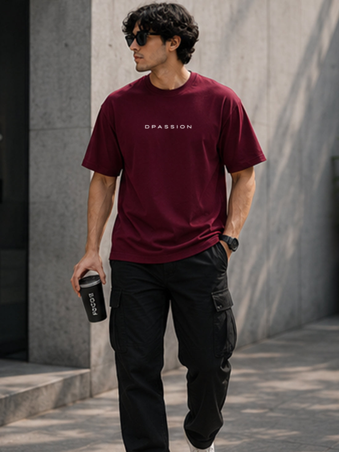 Men's Oversized Drop Shoulder T-Shirt | 100% Cotton Relaxed Fit Round Neck Streetwear Tee