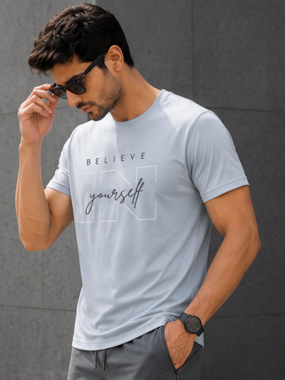 Believe Yourself Men's Black Performance T-Shirt | Quick Dry Sportswear | DPASSION