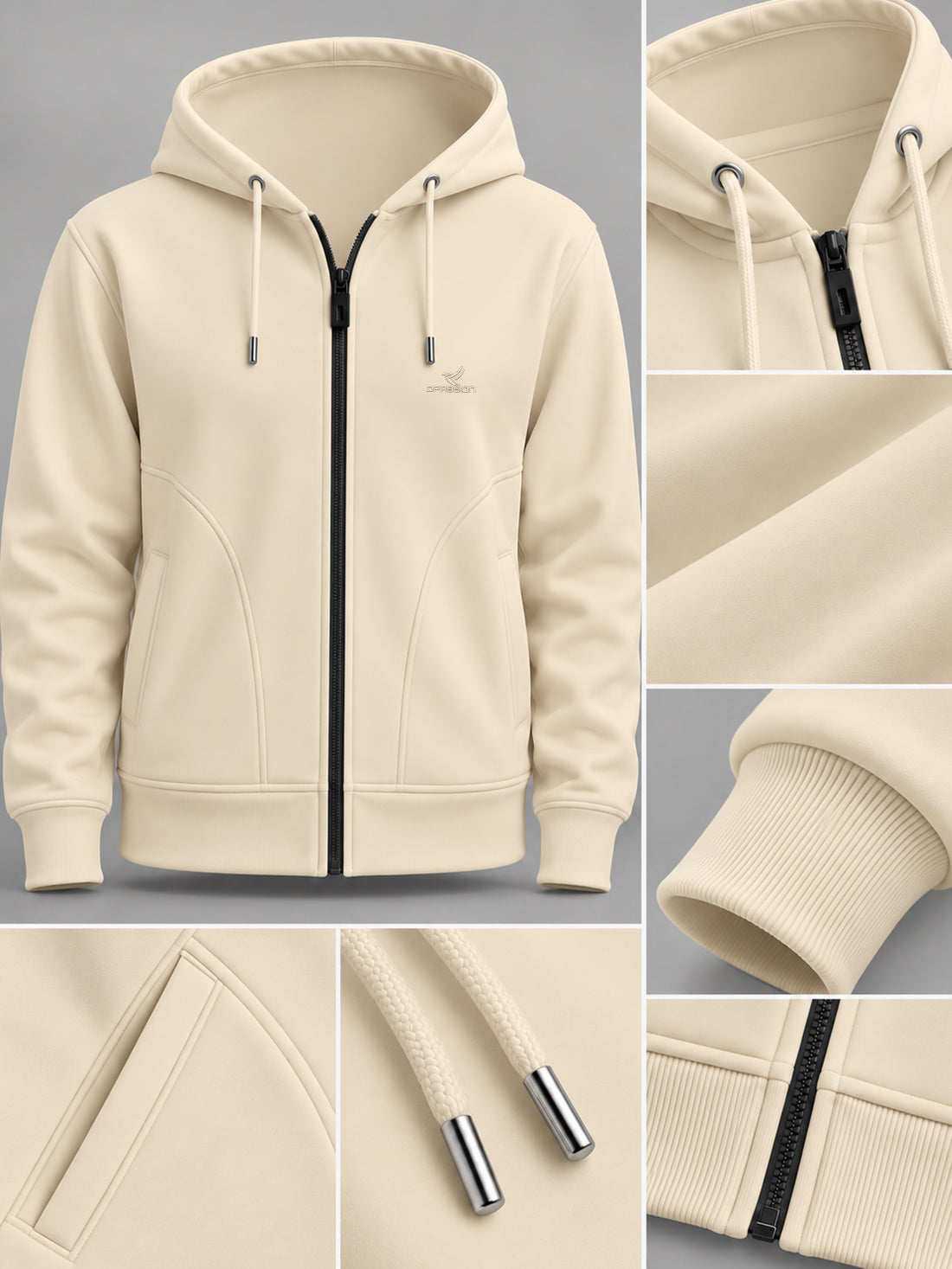 Dpassion Women’s Premium 320 GSM Cotton Fleece Full-Zip Hooded Sweatshirt – Manufacturer, Wholesaler & Exporter