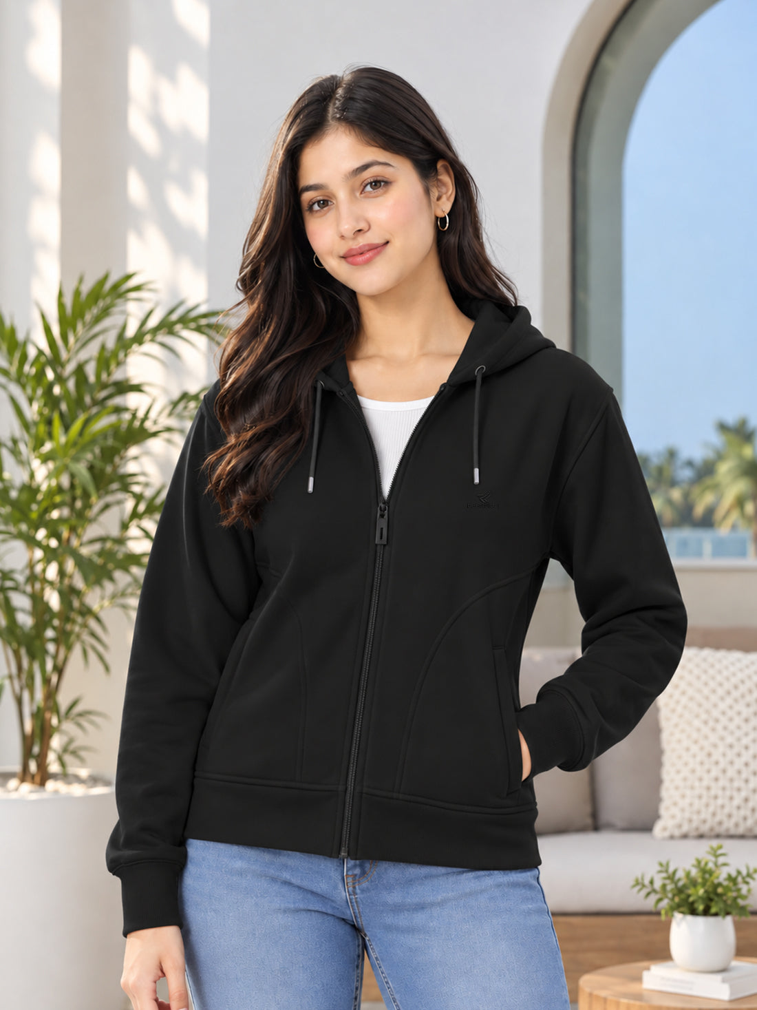 Dpassion Women’s Premium 320 GSM Cotton Fleece Full-Zip Hooded Sweatshirt – Manufacturer, Wholesaler & Exporter
