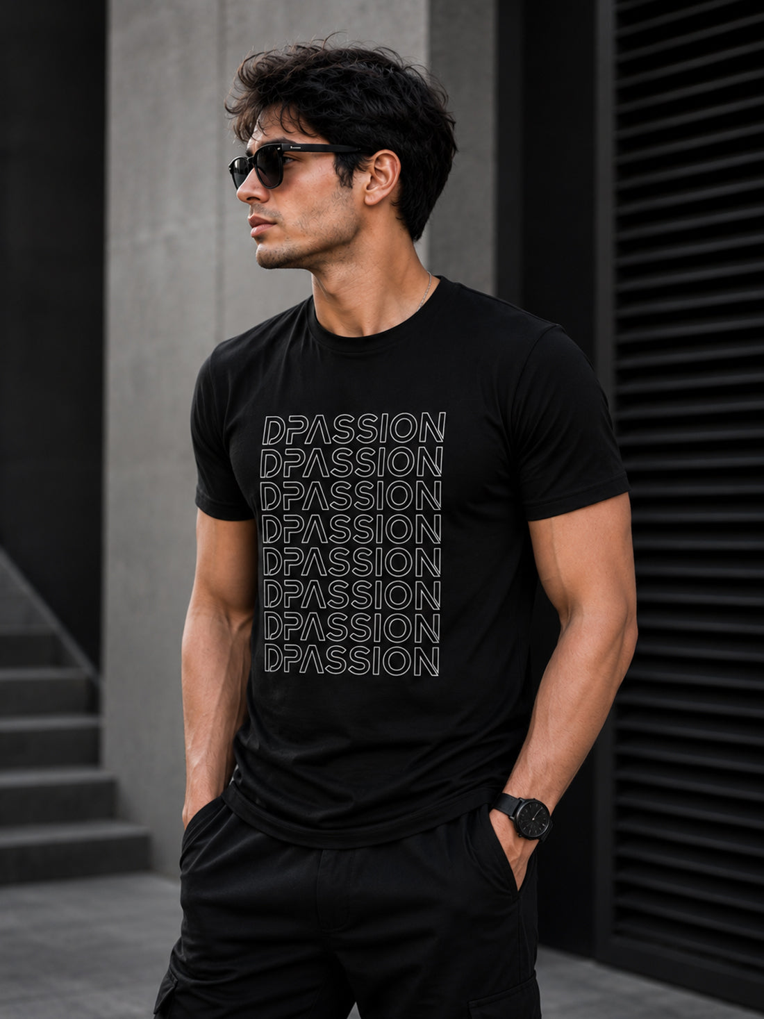 DPASSION Men's Black Graphic Performance T-Shirt | Quick Dry Activewear | Wholesale India
