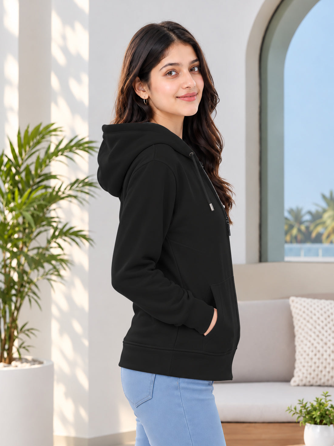 Dpassion Women’s Premium 320 GSM Cotton Fleece Full-Zip Hooded Sweatshirt – Manufacturer, Wholesaler & Exporter