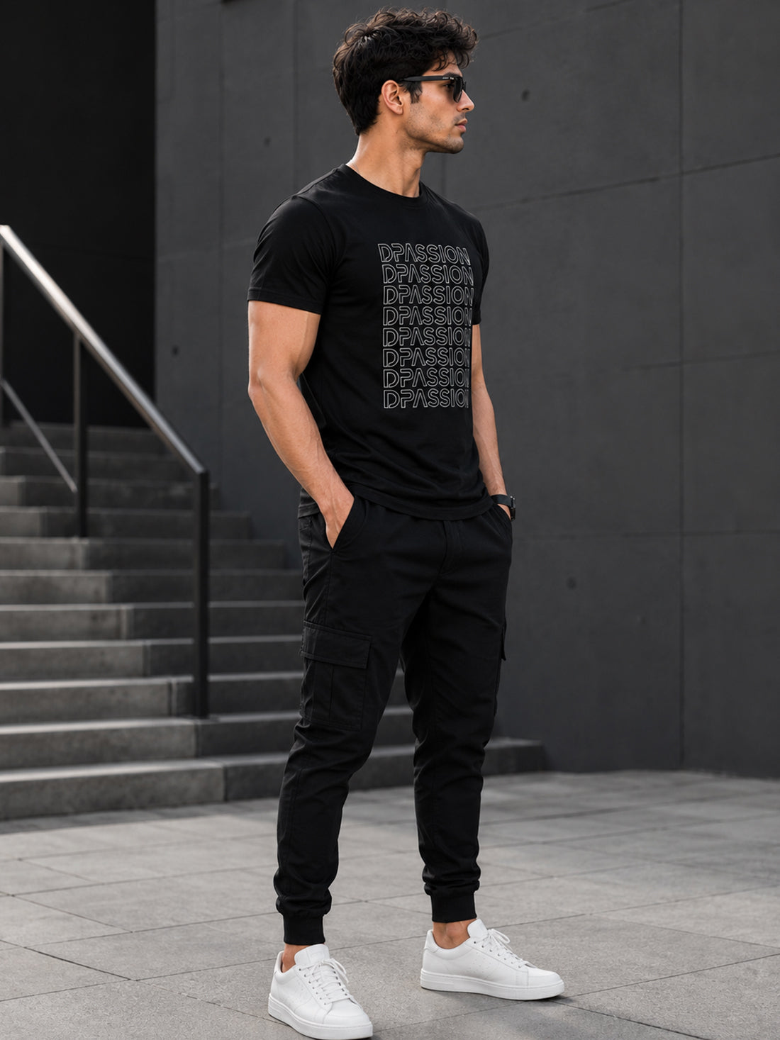 DPASSION Men's Black Graphic Performance T-Shirt | Quick Dry Activewear | Wholesale India