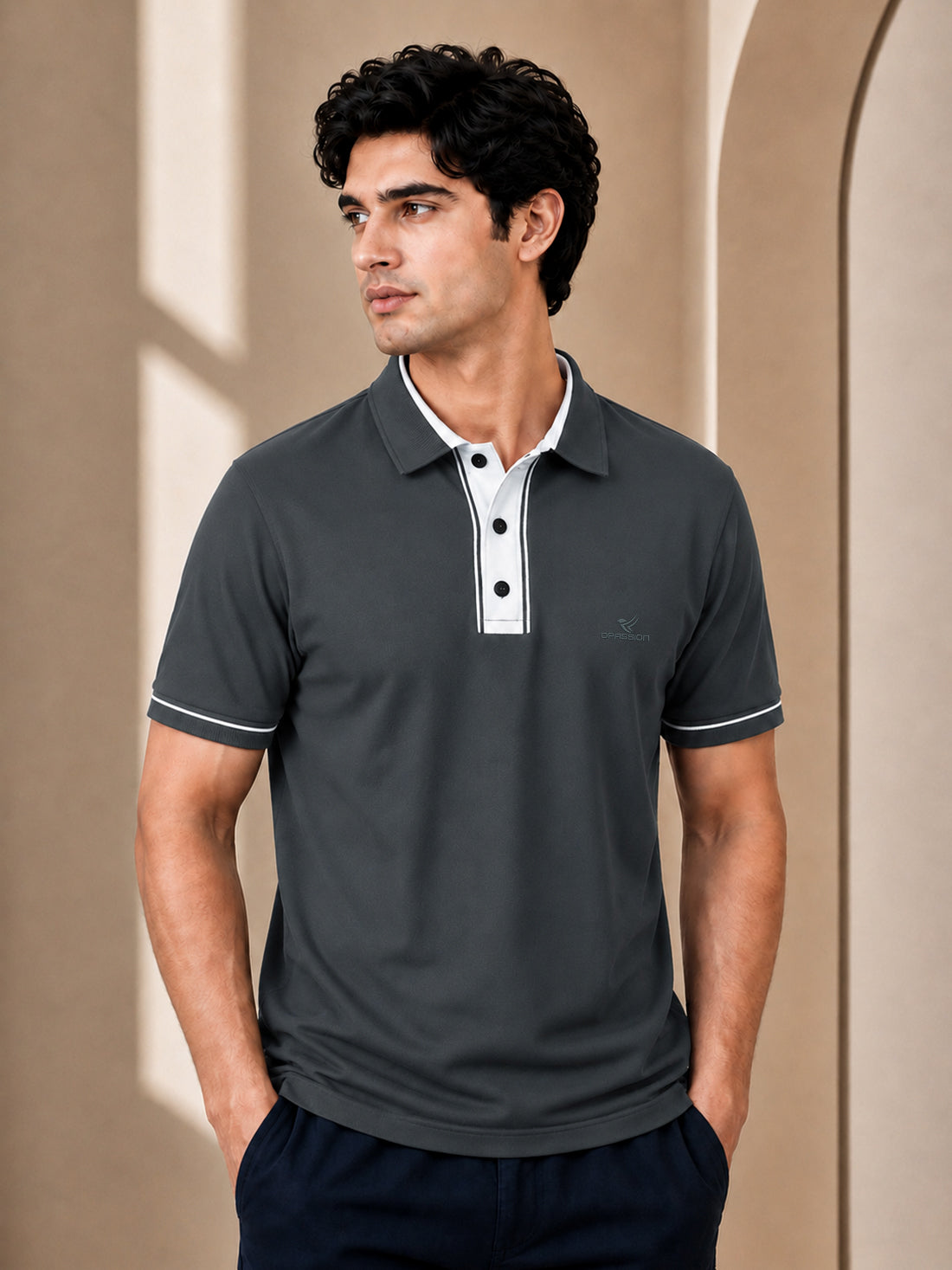 Men’s Premium Half-Zip Polo T-Shirt | Contrast Tape & Rib Collar | Wholesale Manufacturer & Supplier